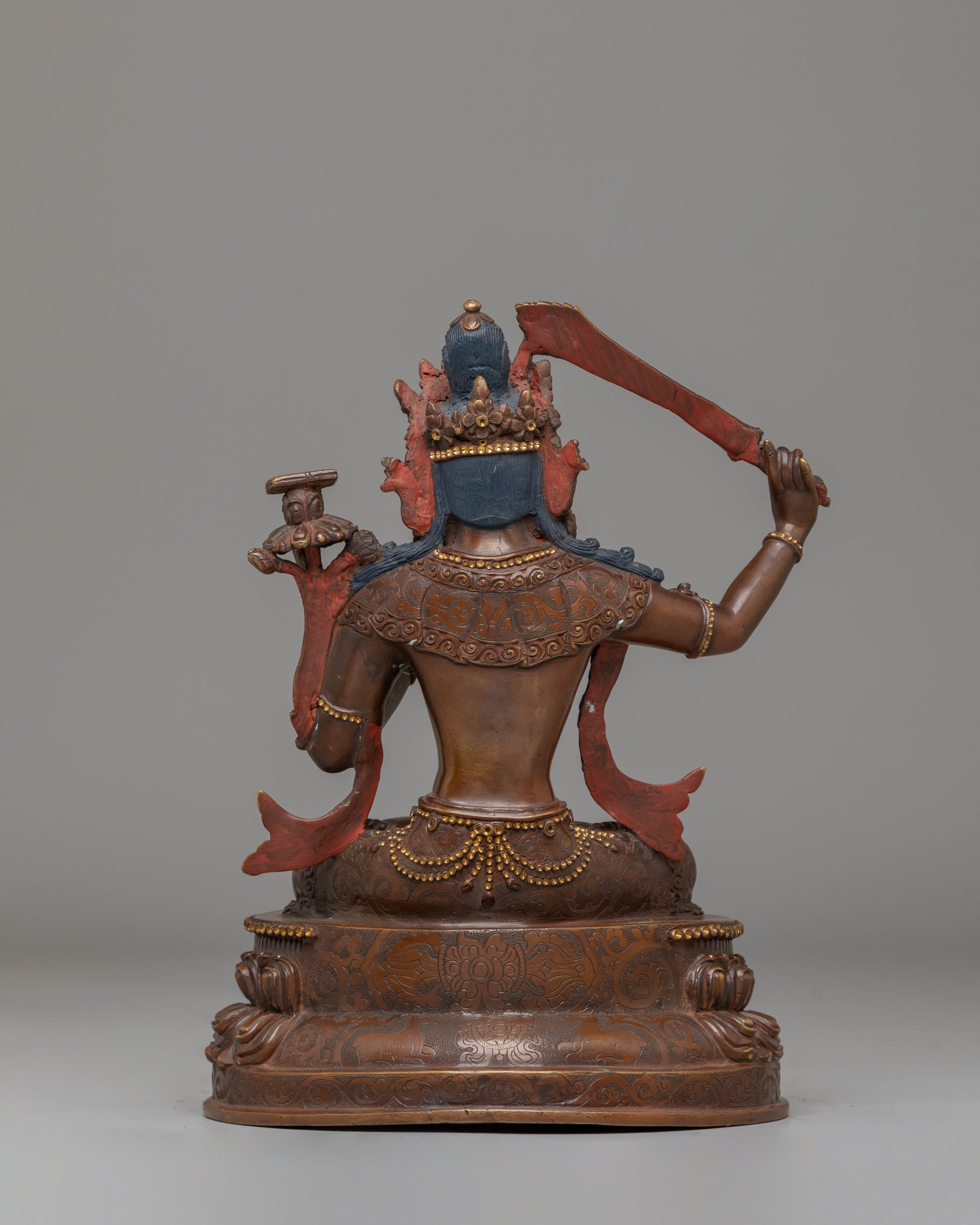 Handcrafted Tibetan Manjushri Bodhisattva Sculpture for Decor