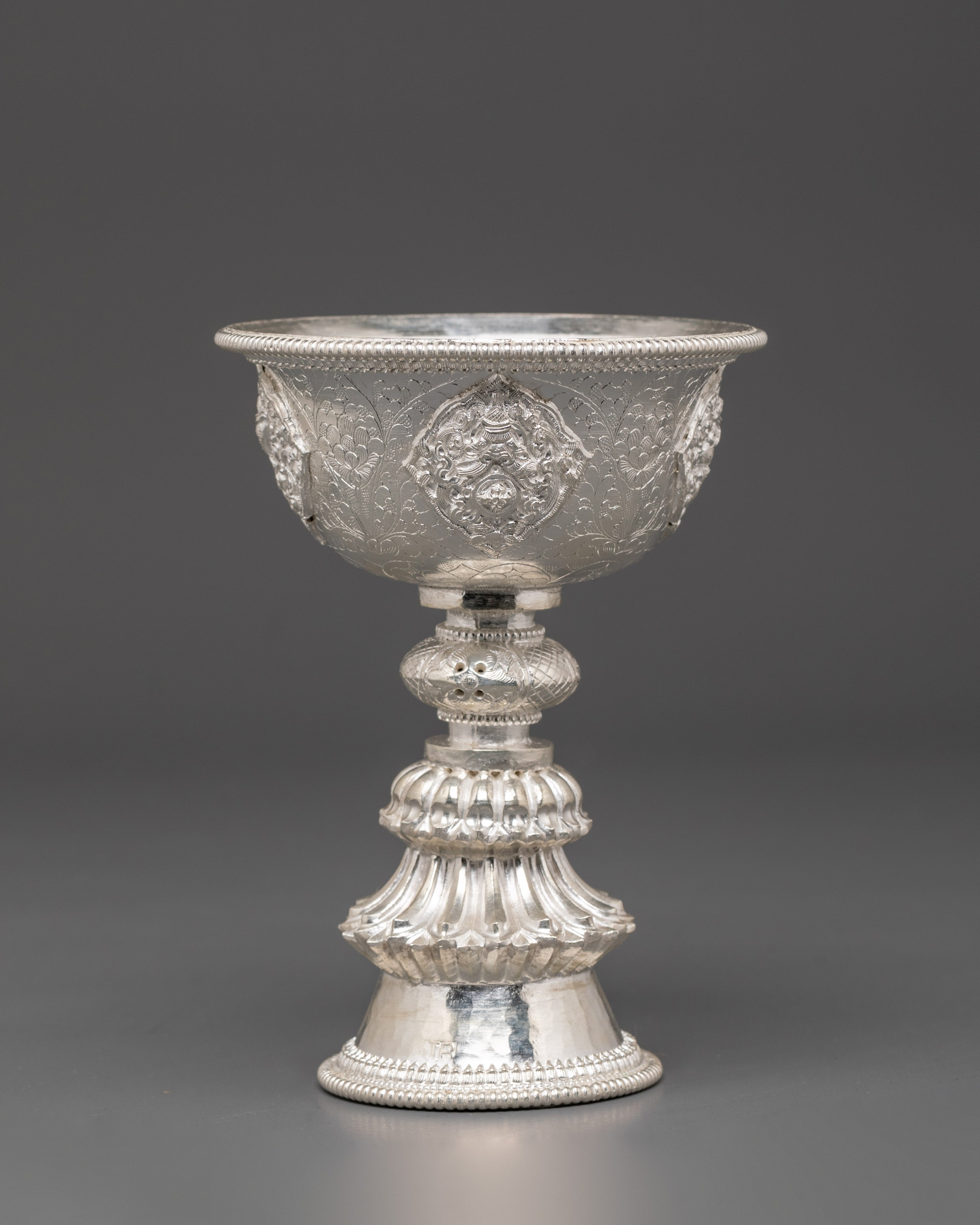 Handcrafted Silver Butter Lamp | Buddhist Light Offering Tool