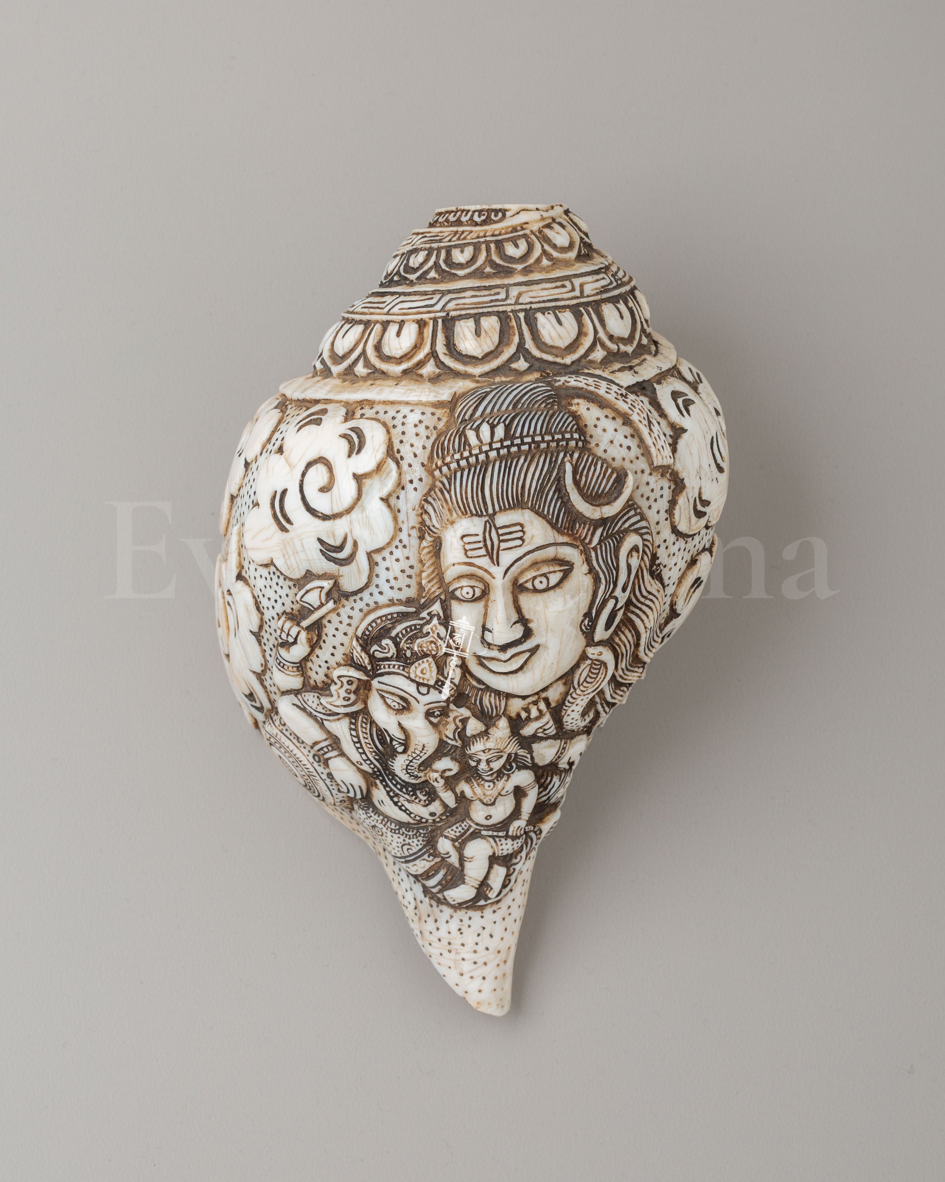 Shiva Family Carved Conch