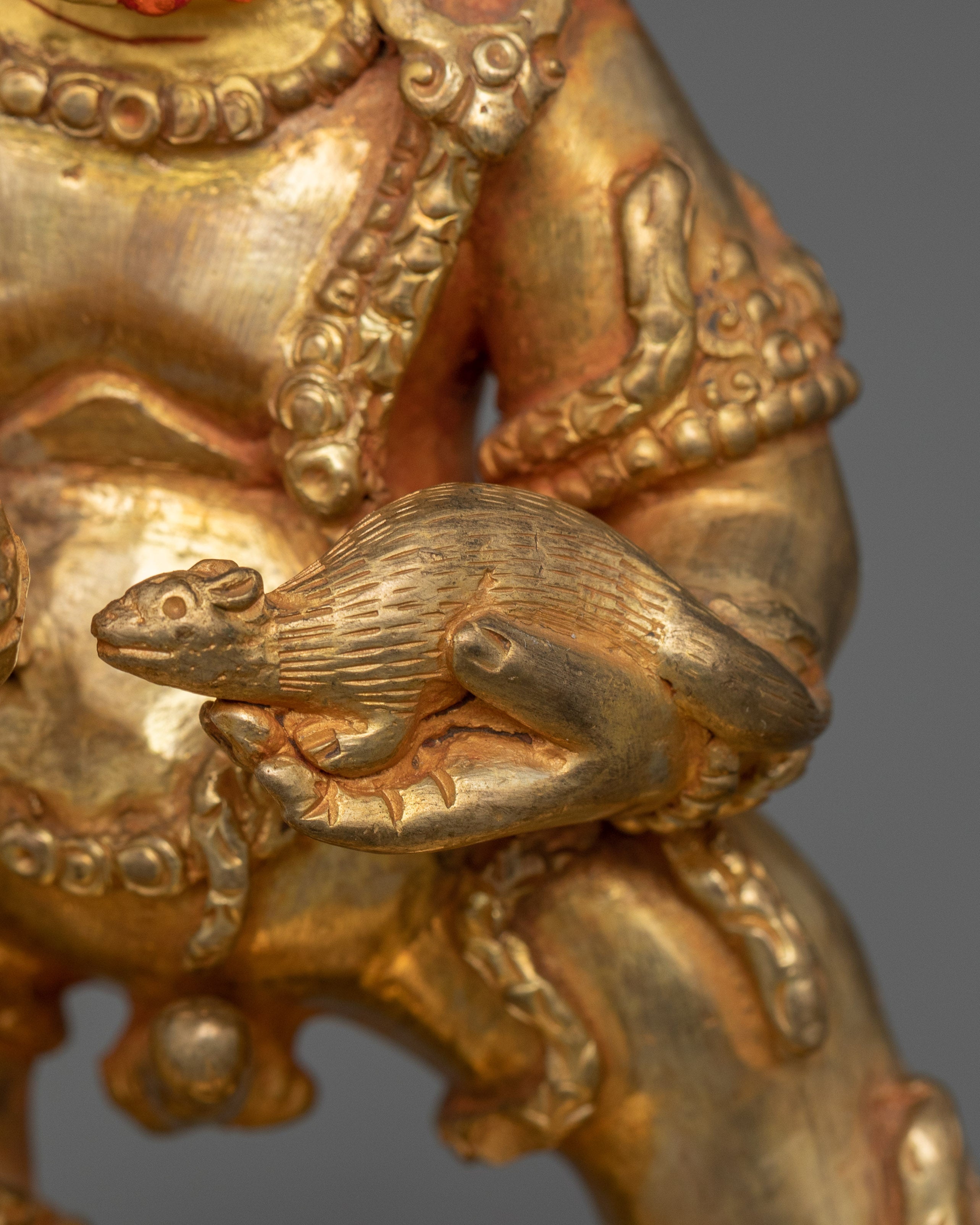 24K Gold Black Dzambhala Sculpture | Buddhist Protector of Wealth and Harmony