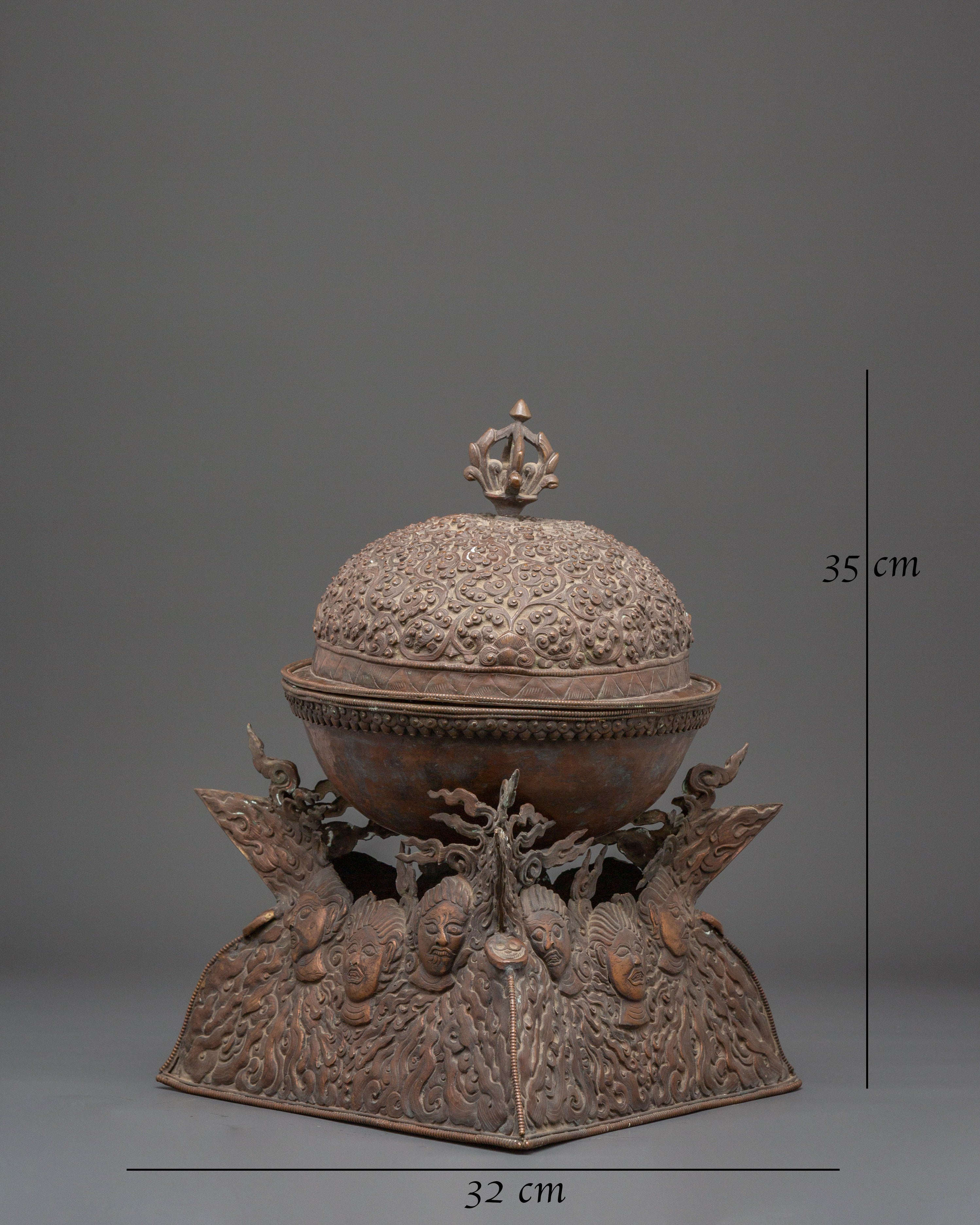 Copper Ritual Kapala | Tibetan Buddhist Skull Cup Offering Bowl
