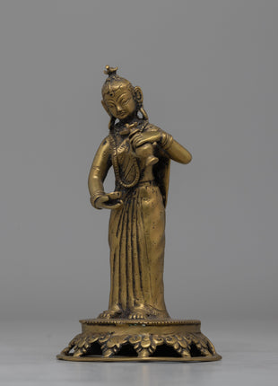 Elegant Handcrafted Newari Lady Offering Statue | Perfect for Altars or Spiritual Decor