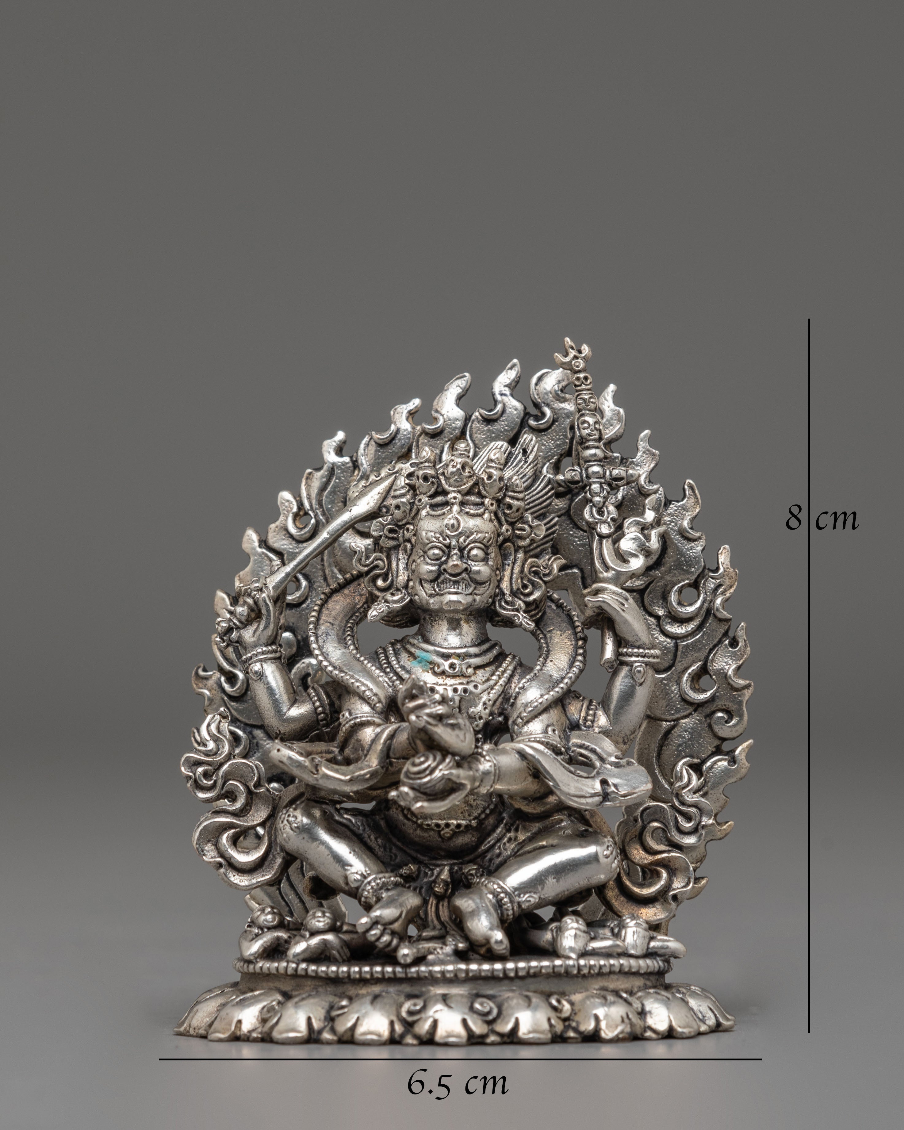 Silver Plated Mahakala Statue | Protector Deity in Tibetan Buddhism