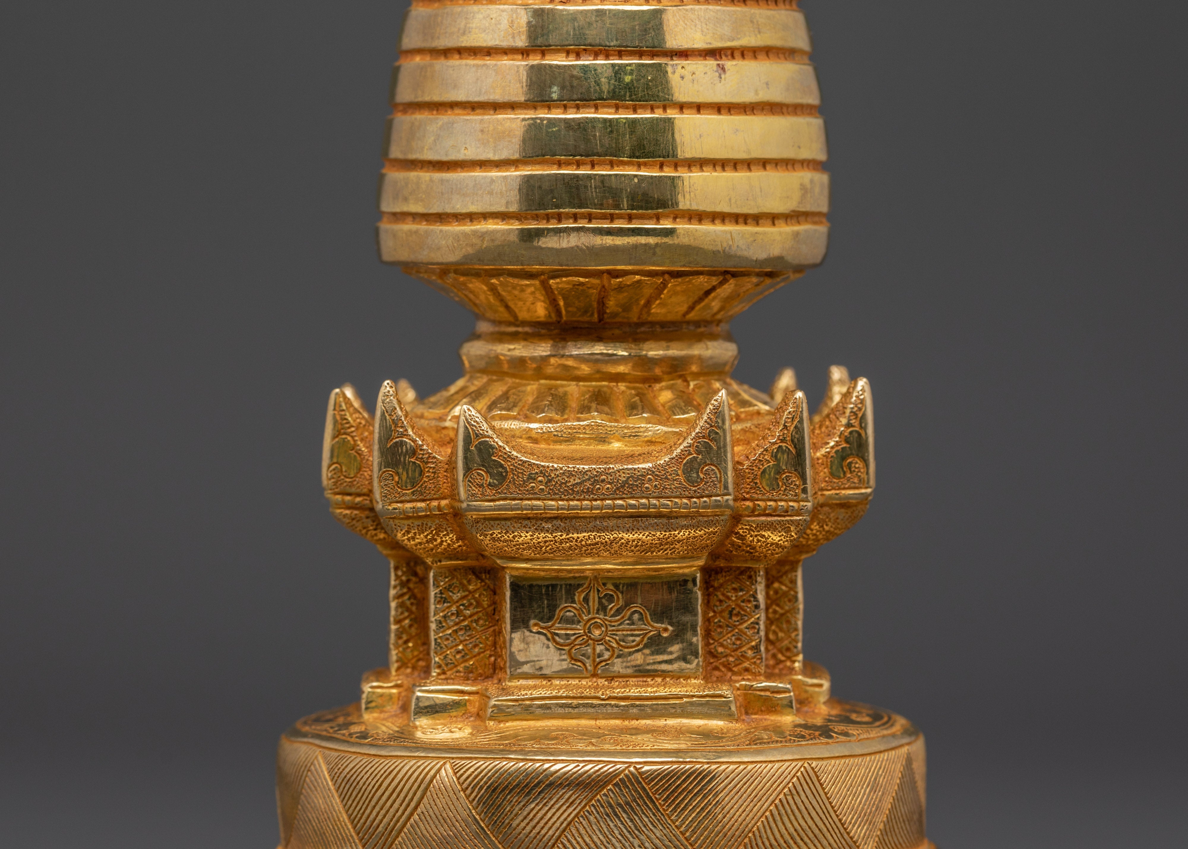 Traditional Copper Tibetan Buddhist Enlightenment Stupa | Spiritual Shrine Altar Decor
