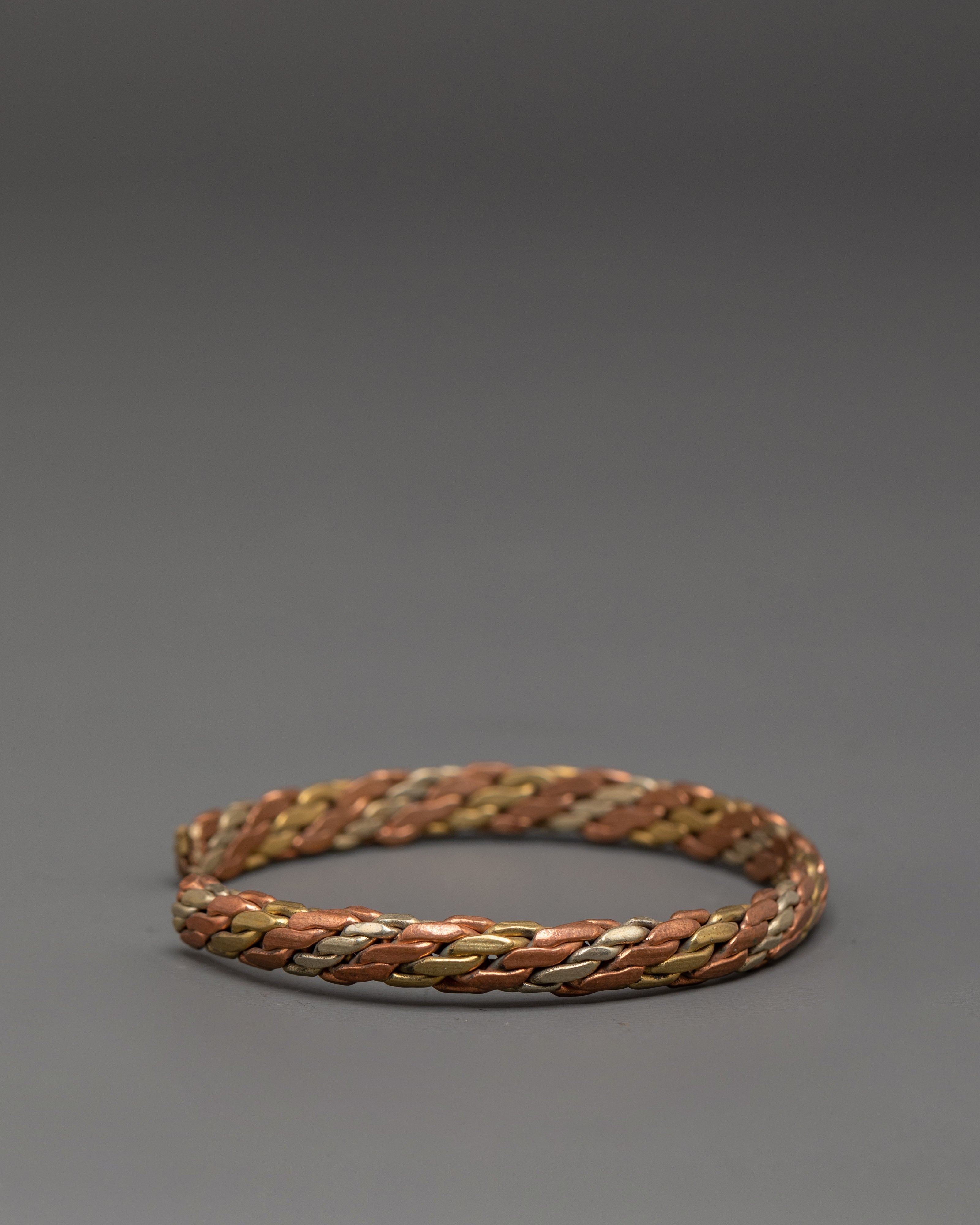Braid Cuff Bracelet | Handmade Tibetan White Metal Cuff Bracelet