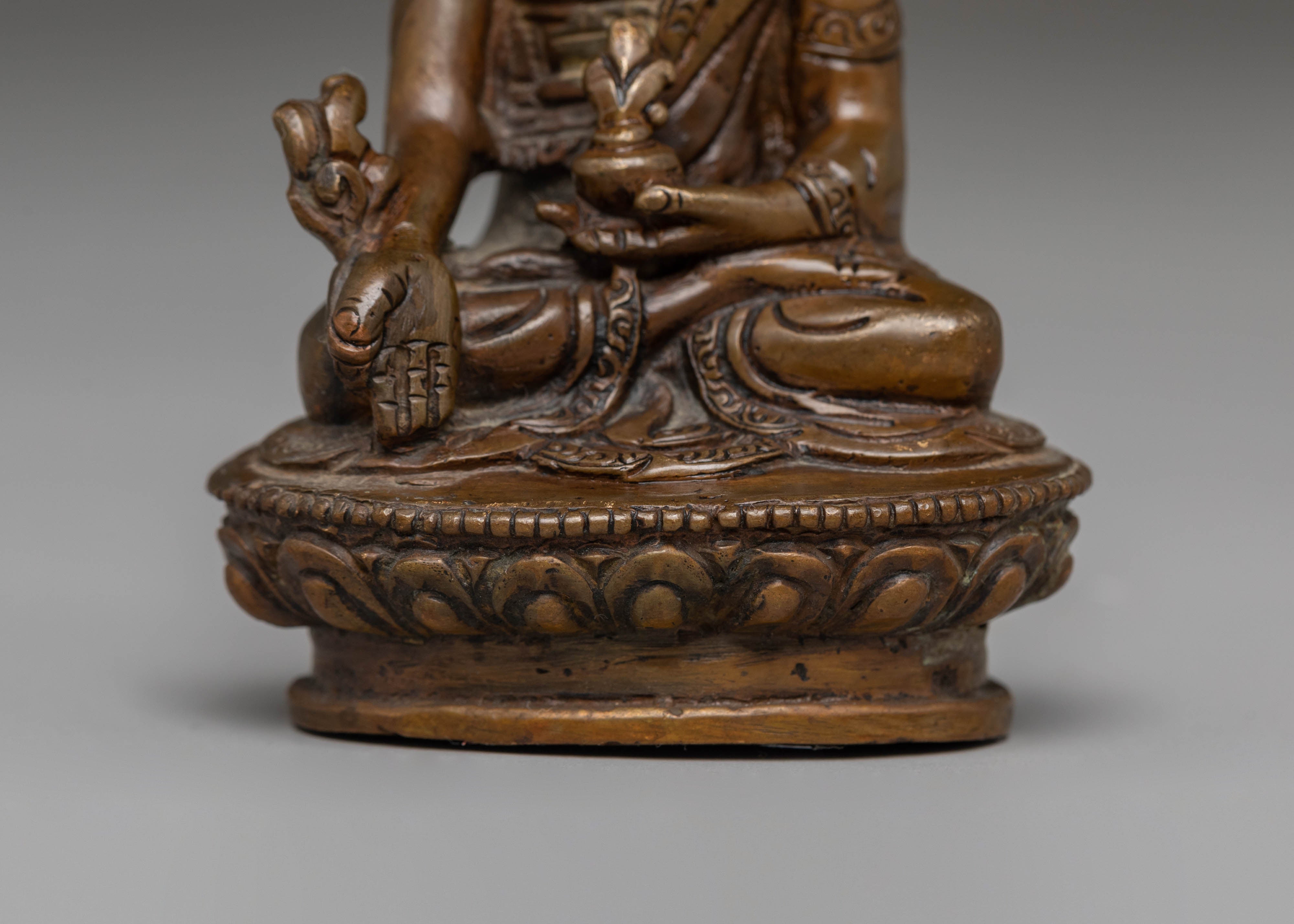 Oxidized Copper Statue of Medicine Buddha | Healing Buddha Sculpture