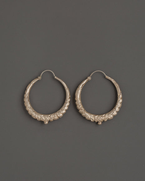 Handcrafted Tibetan Hoop Earrings Set