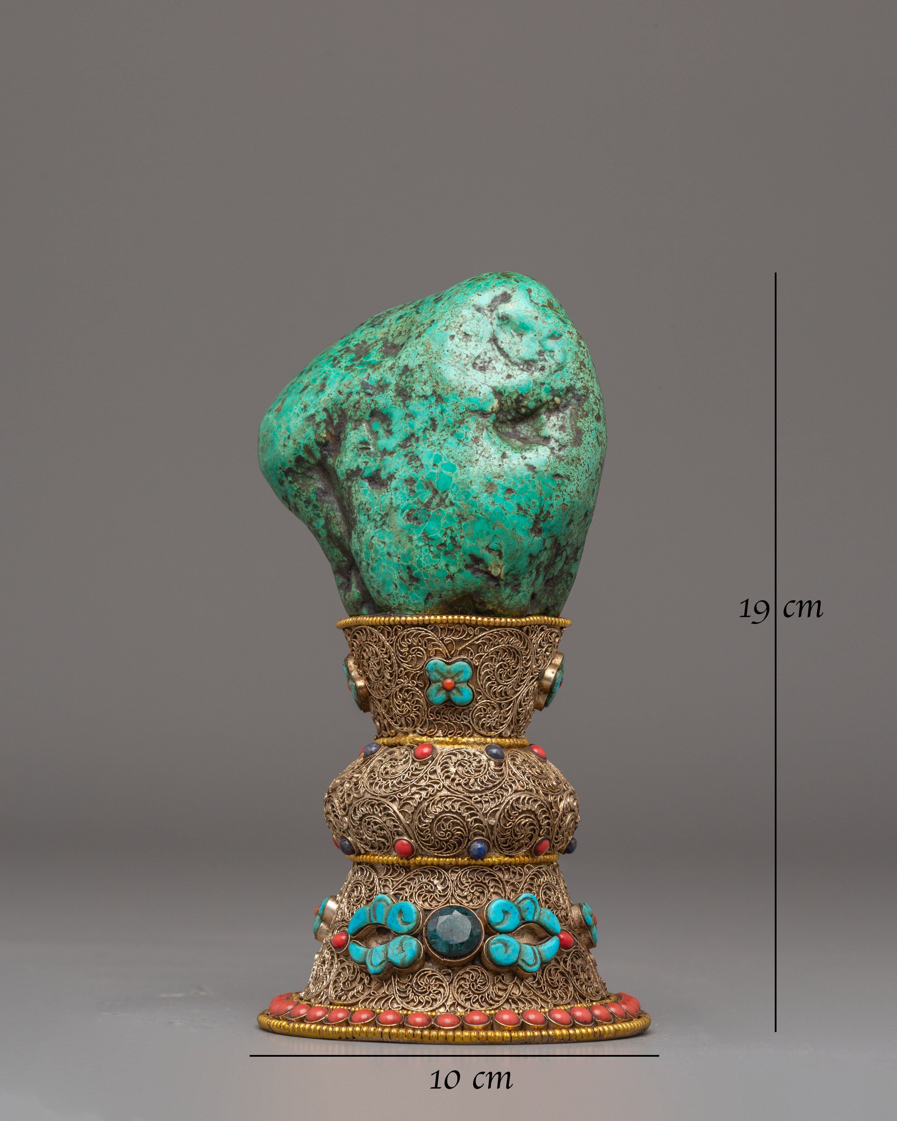Copper Stamp for Decor | Tibetan Art with Coral and Turquoise