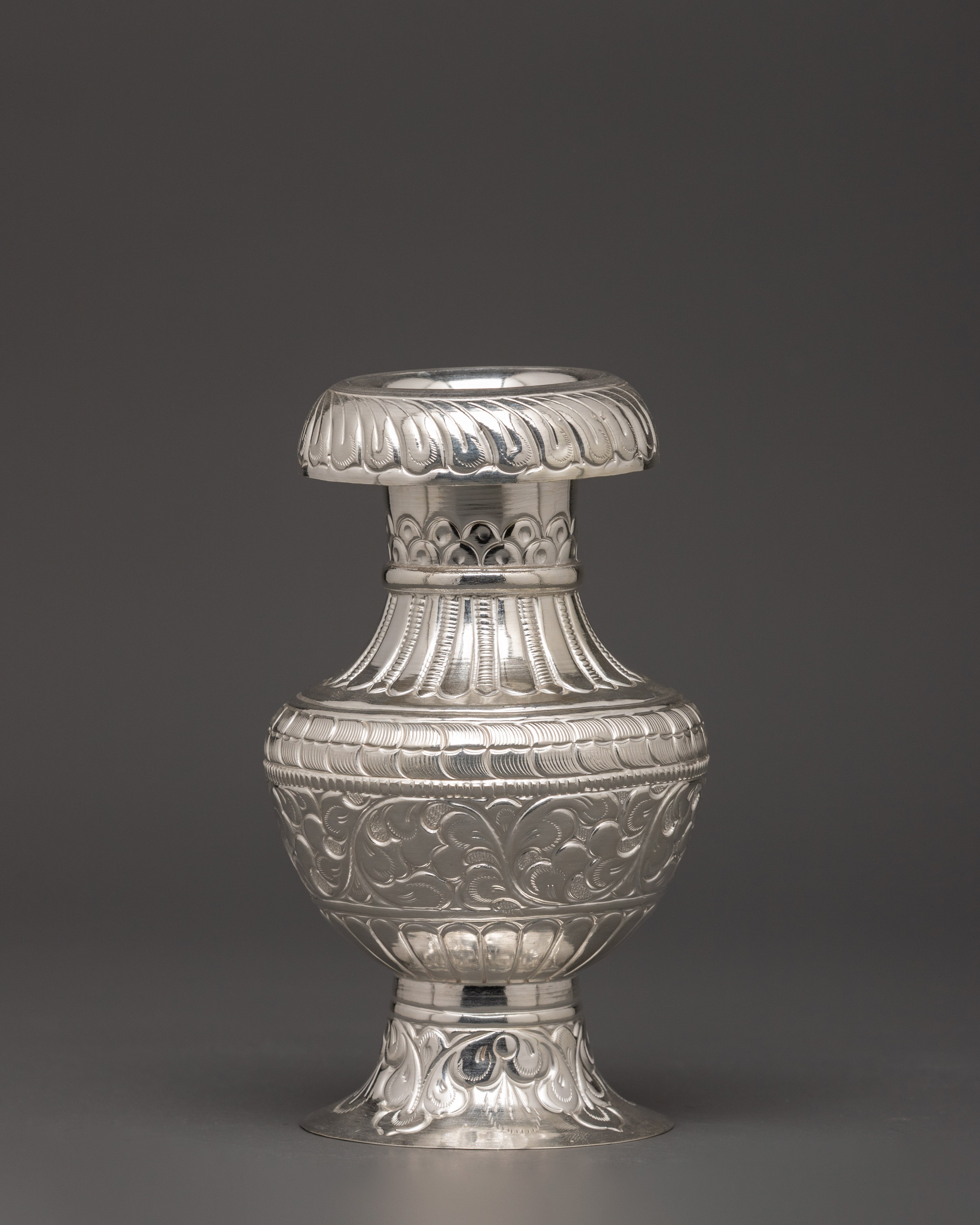 Handcrafted Pure Silver Karuwa | Tibetan Ritual Offering Vessel