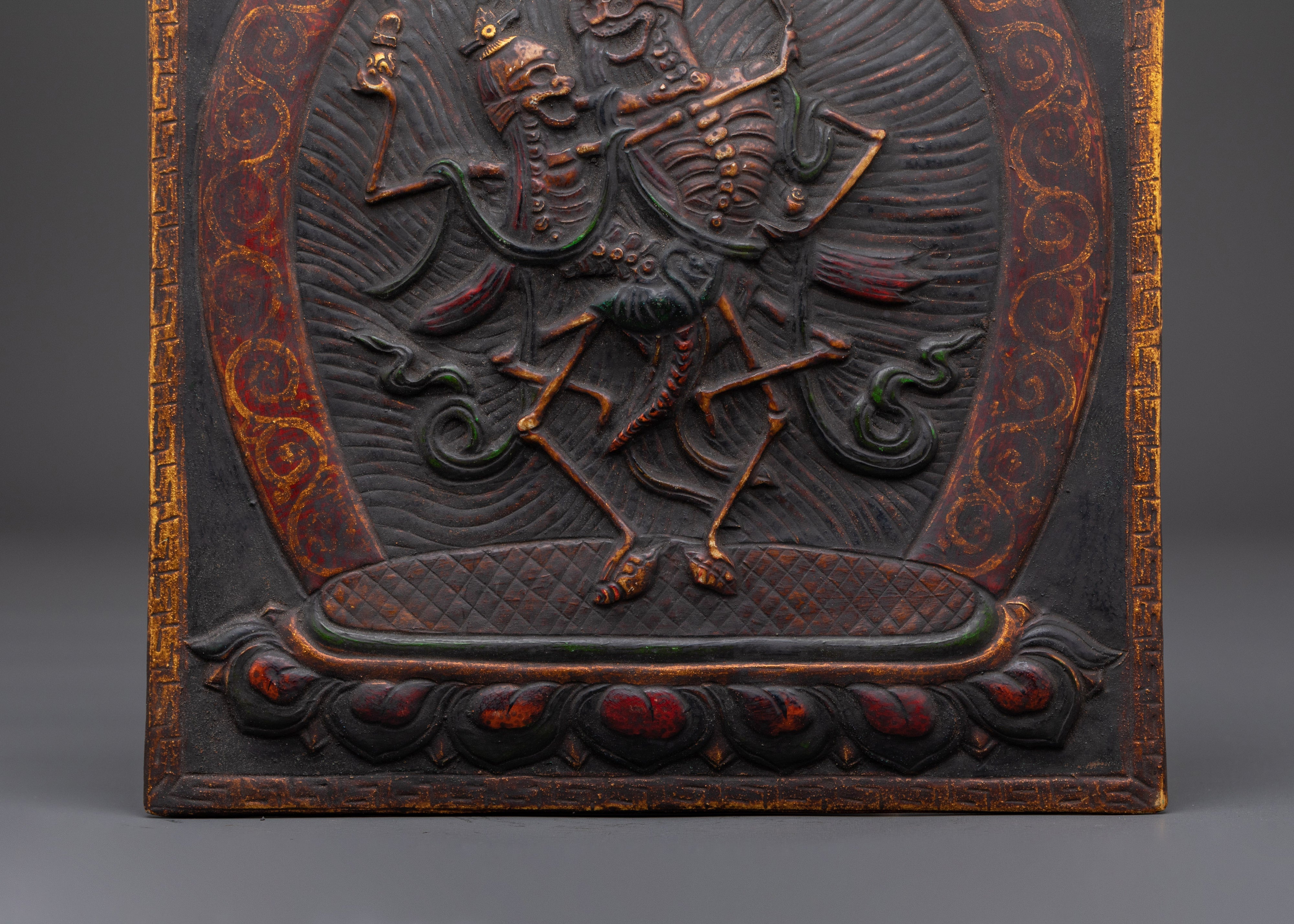 Tibetan Chitipati Deity Wall Art Hanging | Handcrafted Copper Art for Spiritual Spaces