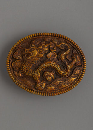 Gold-plated Tibetan Dragon Buckle Handcrafted From Copper