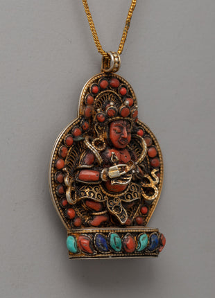 Handicraft Coral & Turquoise Pendant | Spiritual Filigree Jewelry
