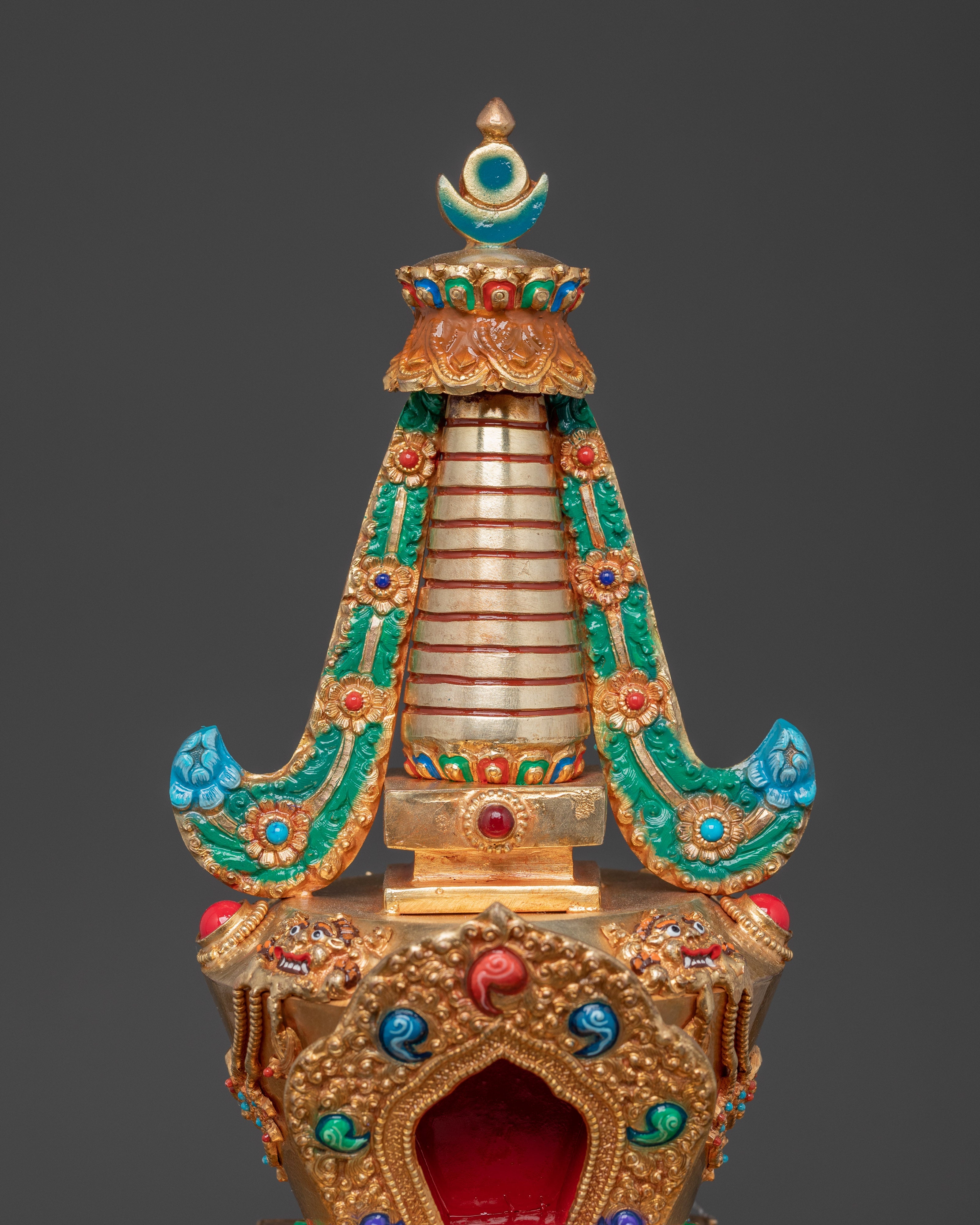 Himalayan Buddhist Copper Stupa | Sacred Shrine Decor