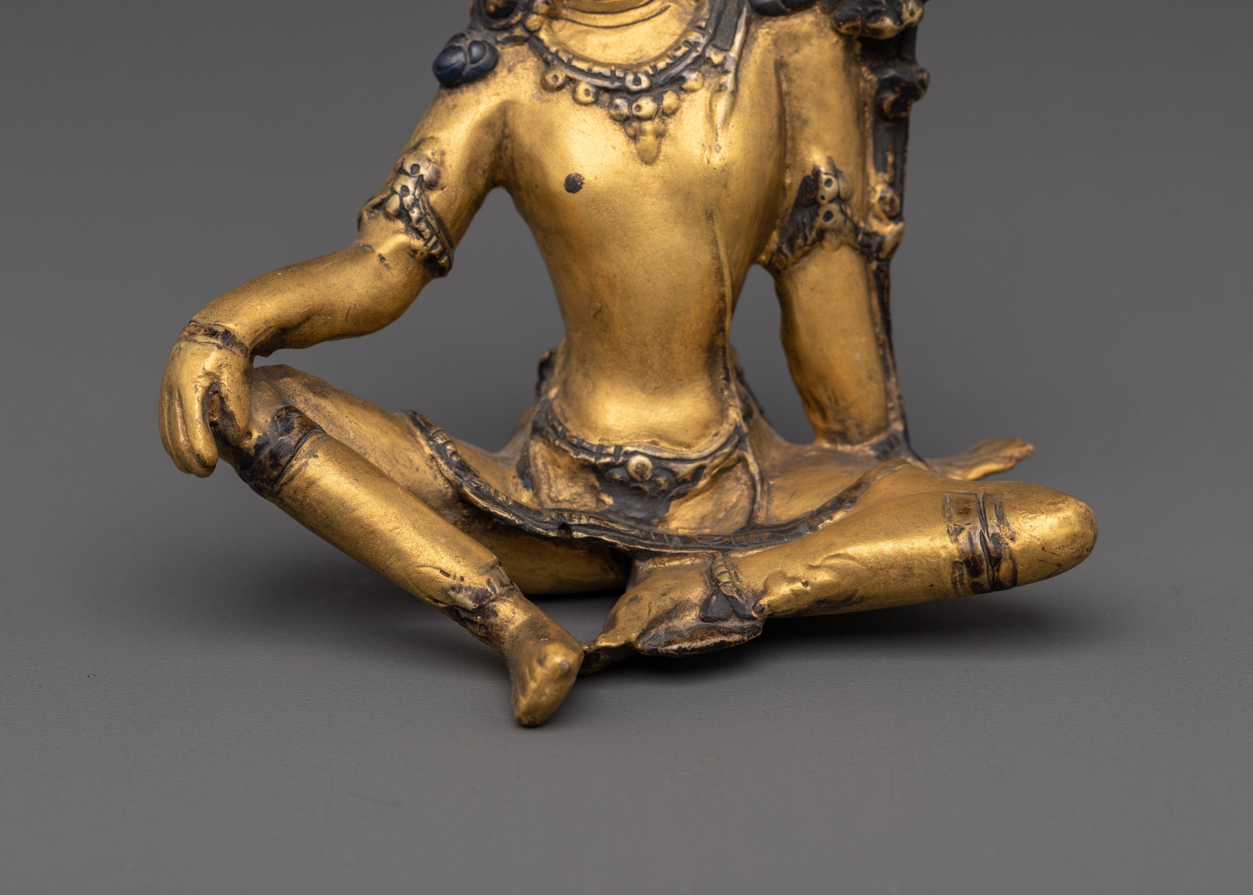 Handcrafted Indra Sculpture | Bronze and Gold Paint Hindu Deity Statue