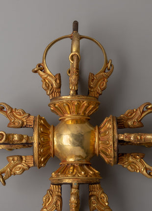 Handcrafted Gold-Plated Bishwa Vajra | Symbol of wisdom and strength