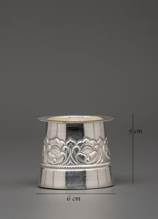 Pure Silver Glass with Spoon Set | Handcrafted Silver Ritual Cup