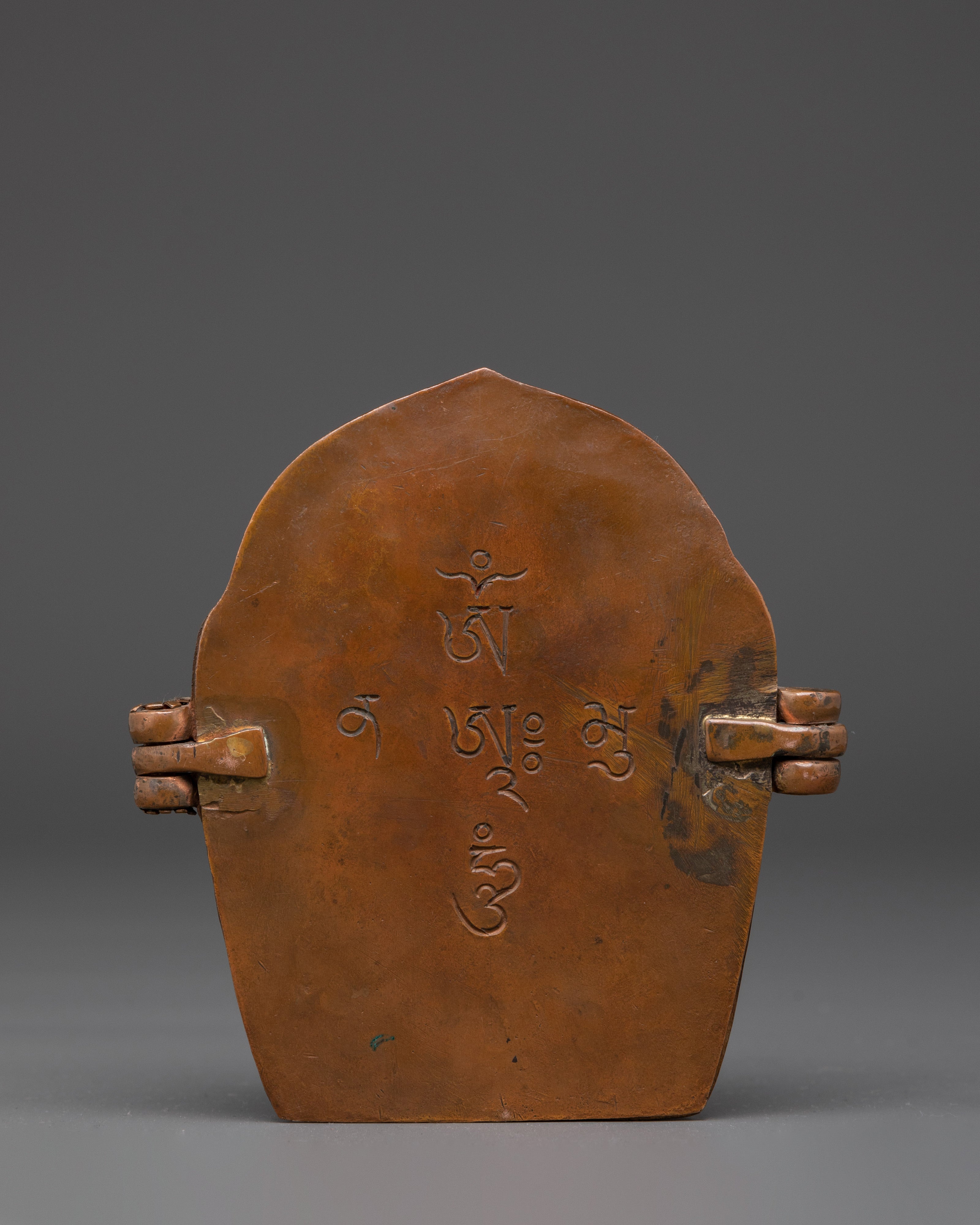Handmade Religious Ghau Box | Copper and Gold Gilded Tibetan Box