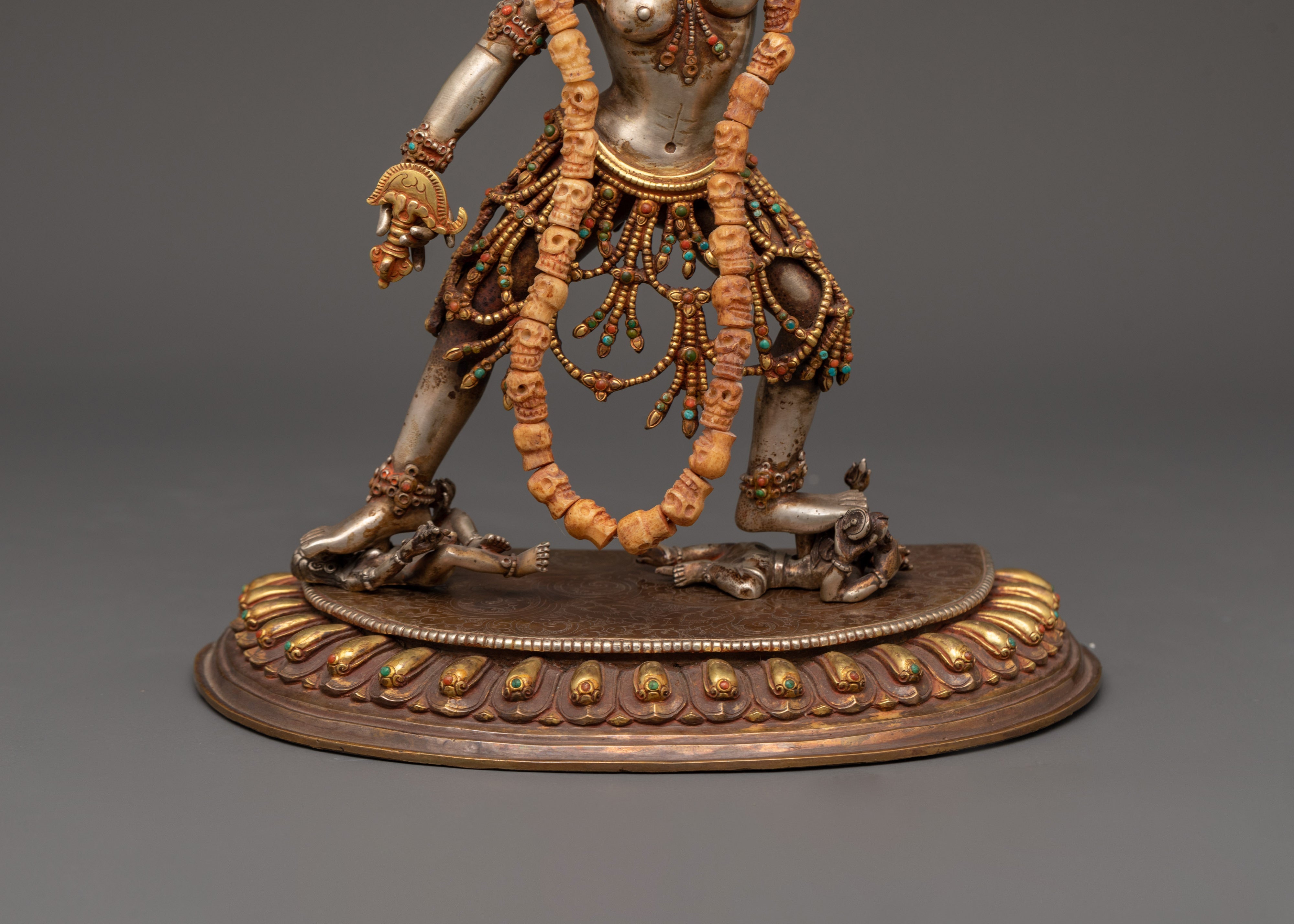 Sacred Buddhist Dakini Sculpture | Gold-Plated Vajrayogini Statue