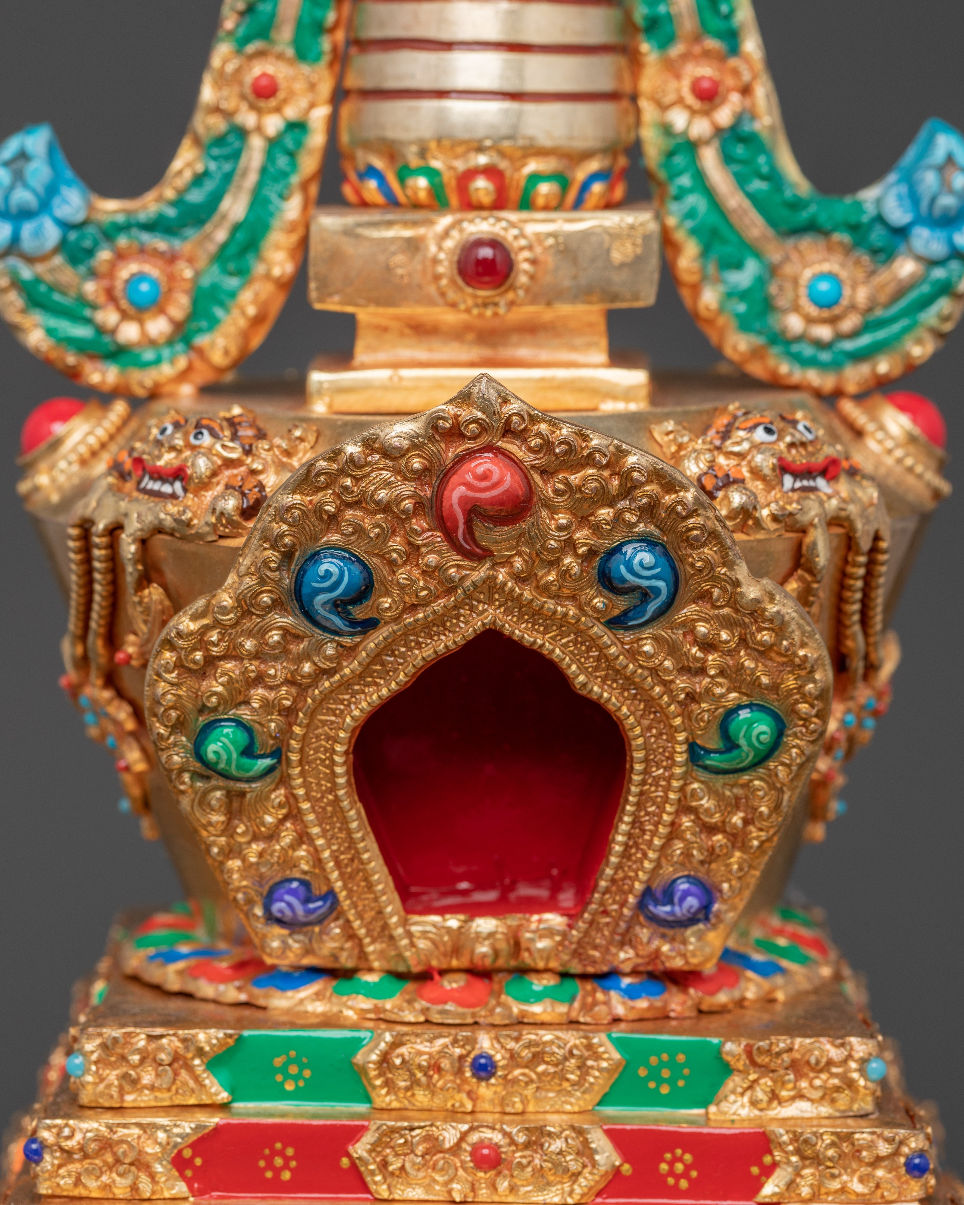 Himalayan Buddhist Copper Stupa | Sacred Shrine Decor