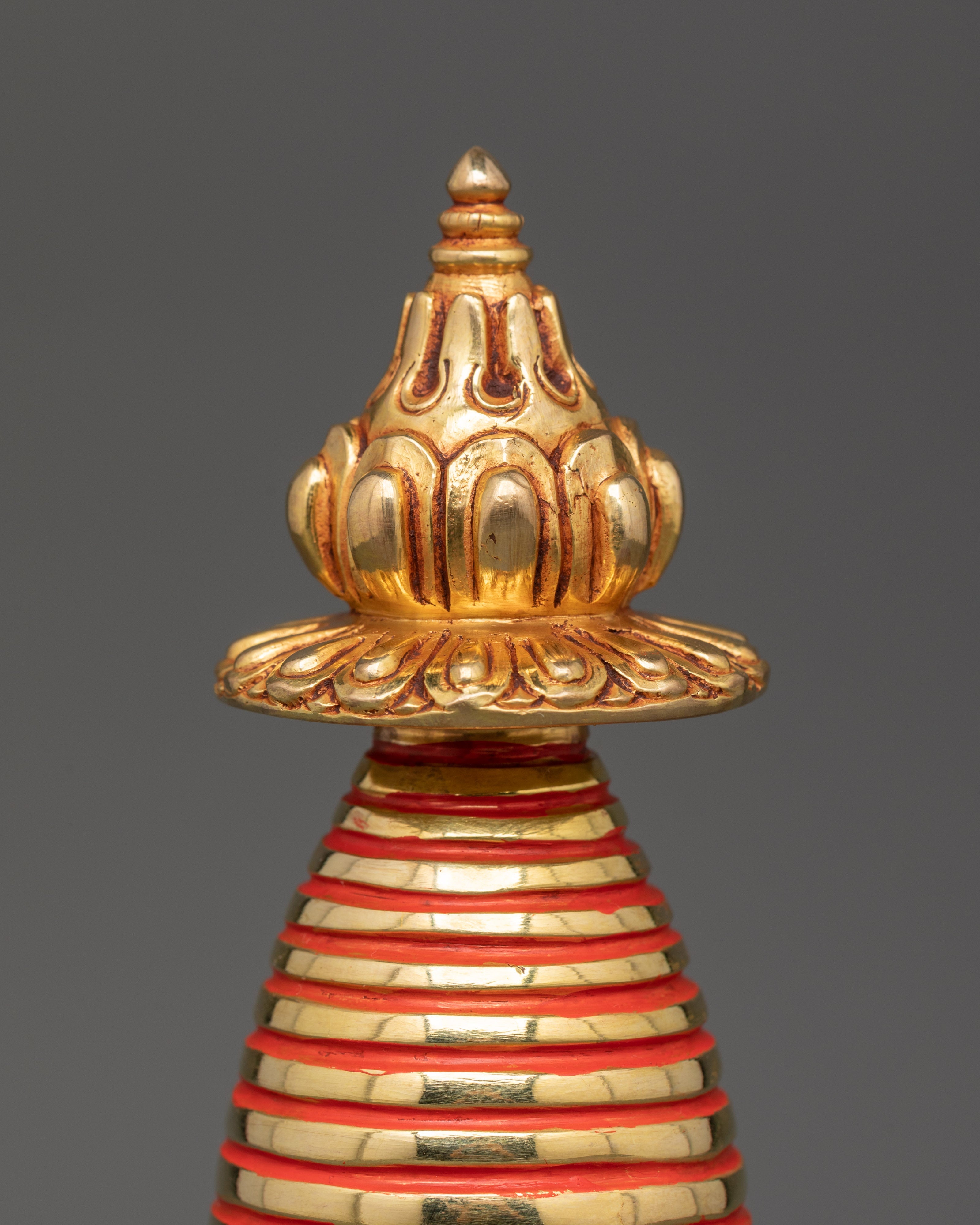 Tibetan Buddhist Gold-Plated Stupa | Spiritual Stupa for Altar or Shrine