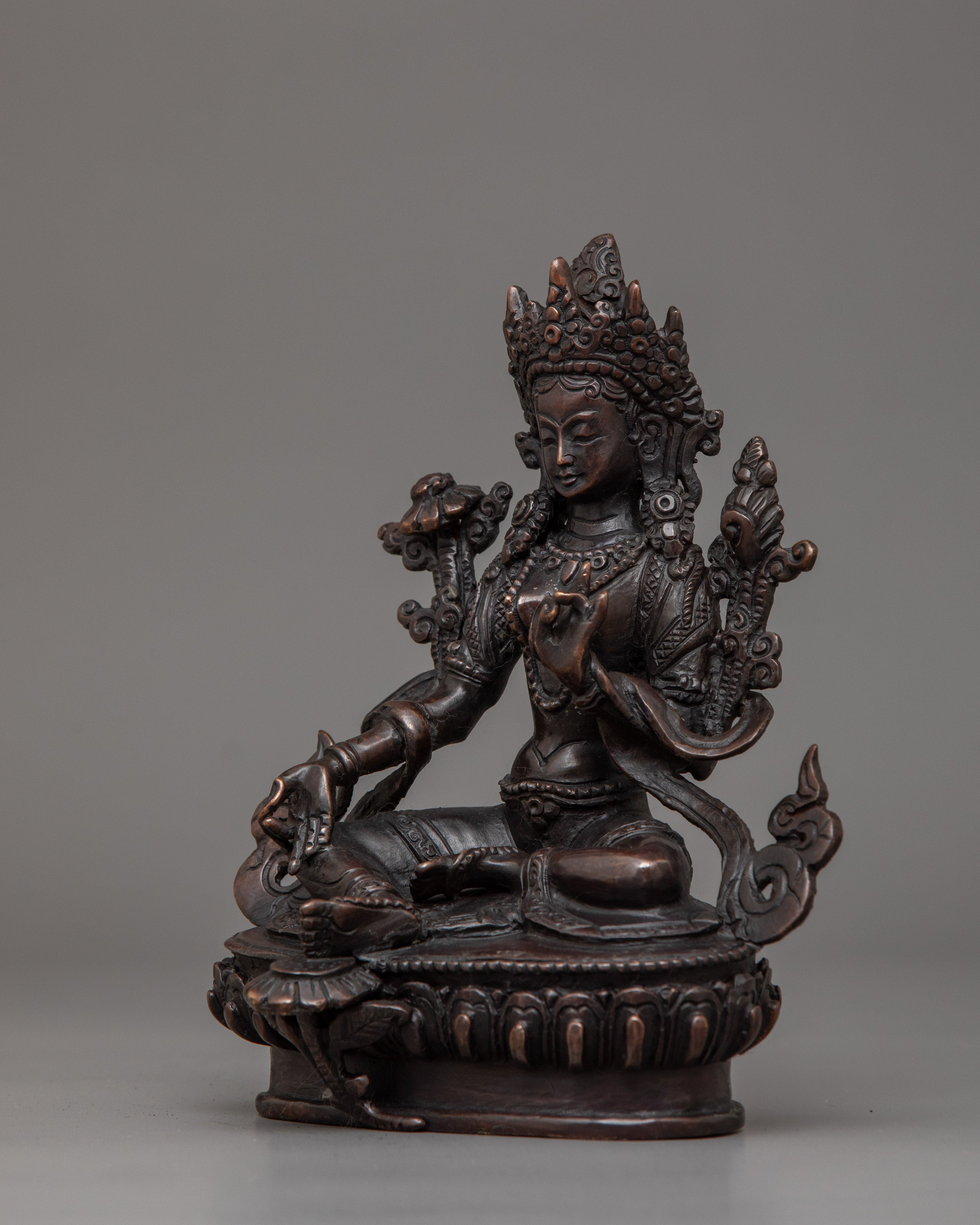 Green Tara Tibetan Goddess Sculpture | Symbol of Compassion and Protection