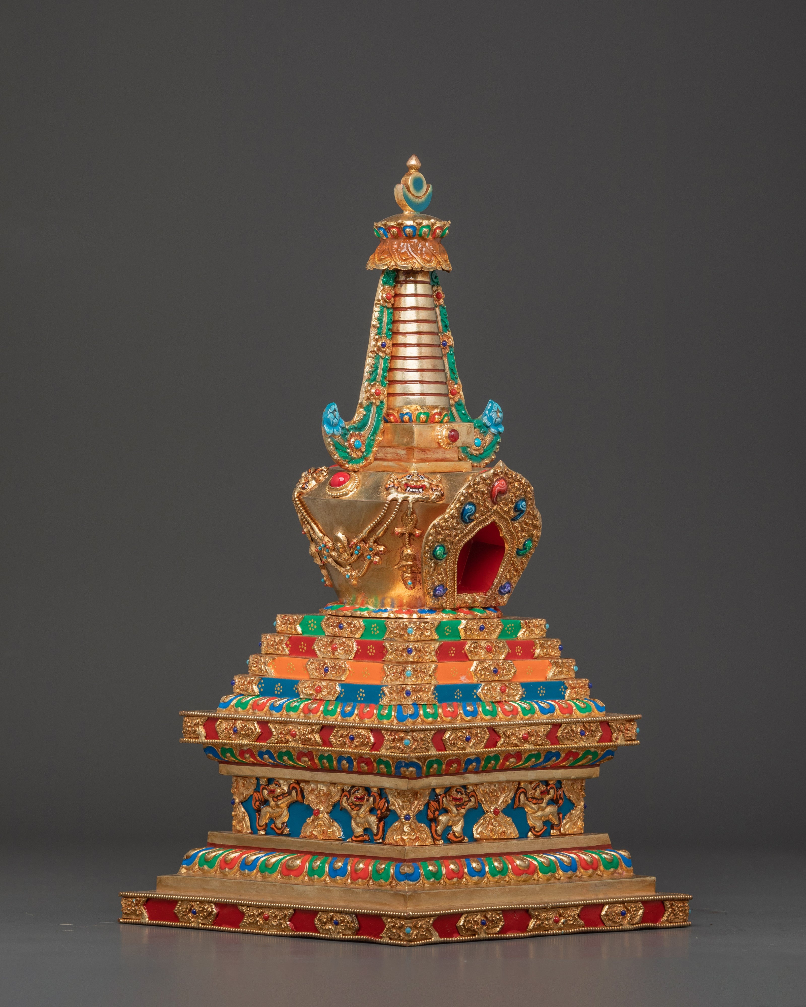 Himalayan Buddhist Copper Stupa | Sacred Shrine Decor