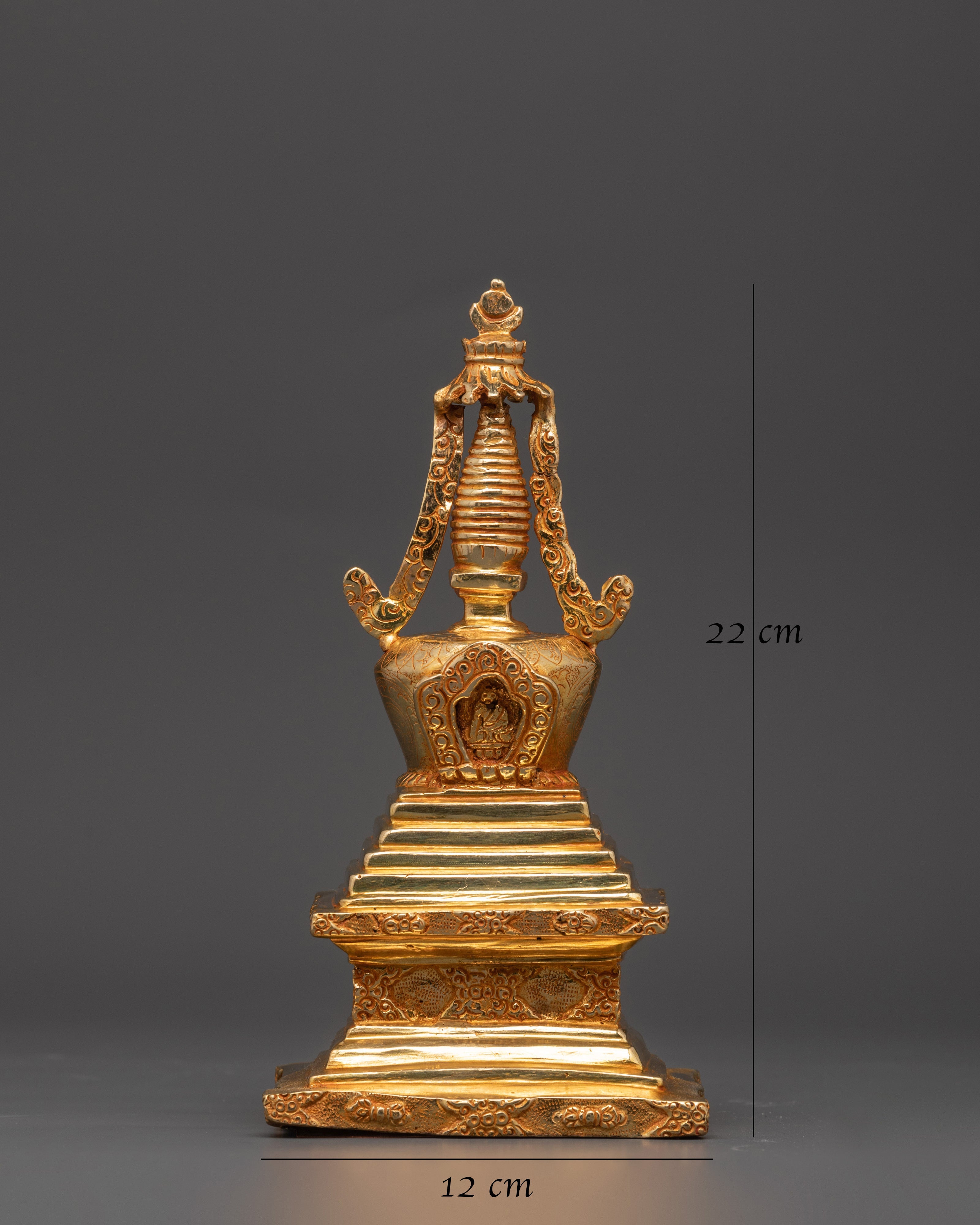 Handcrafted Gold-Plated Tibetan Stupa | Tibetan Ritual Shrine