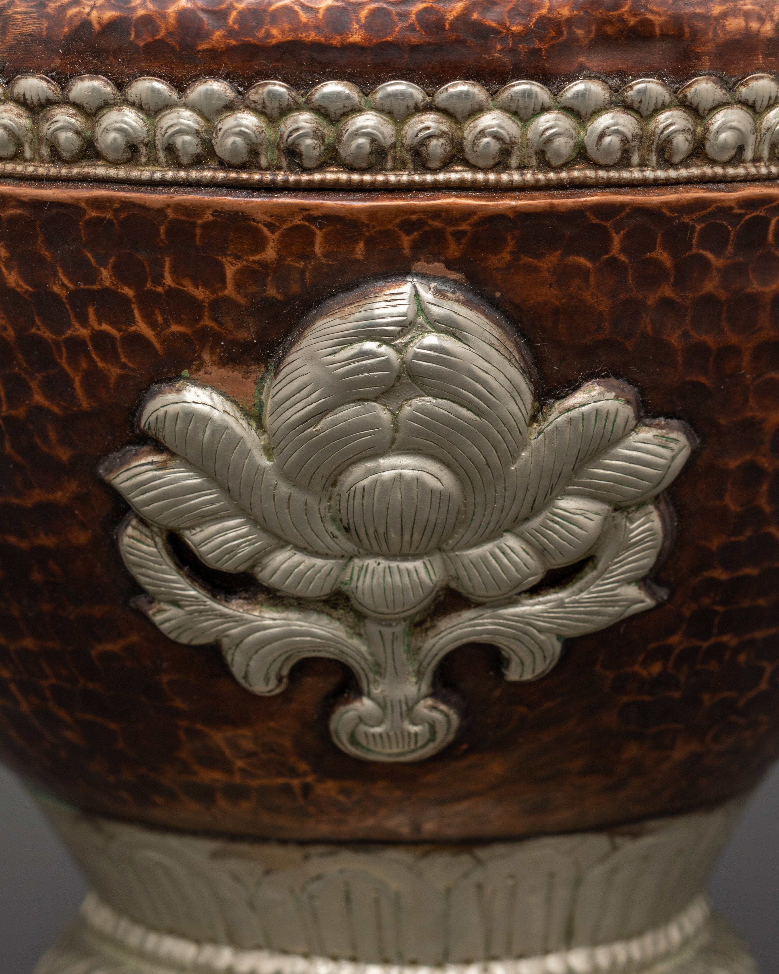 Handcrafted Copper & White Metal Flower Vase Set | Accent Piece Decor