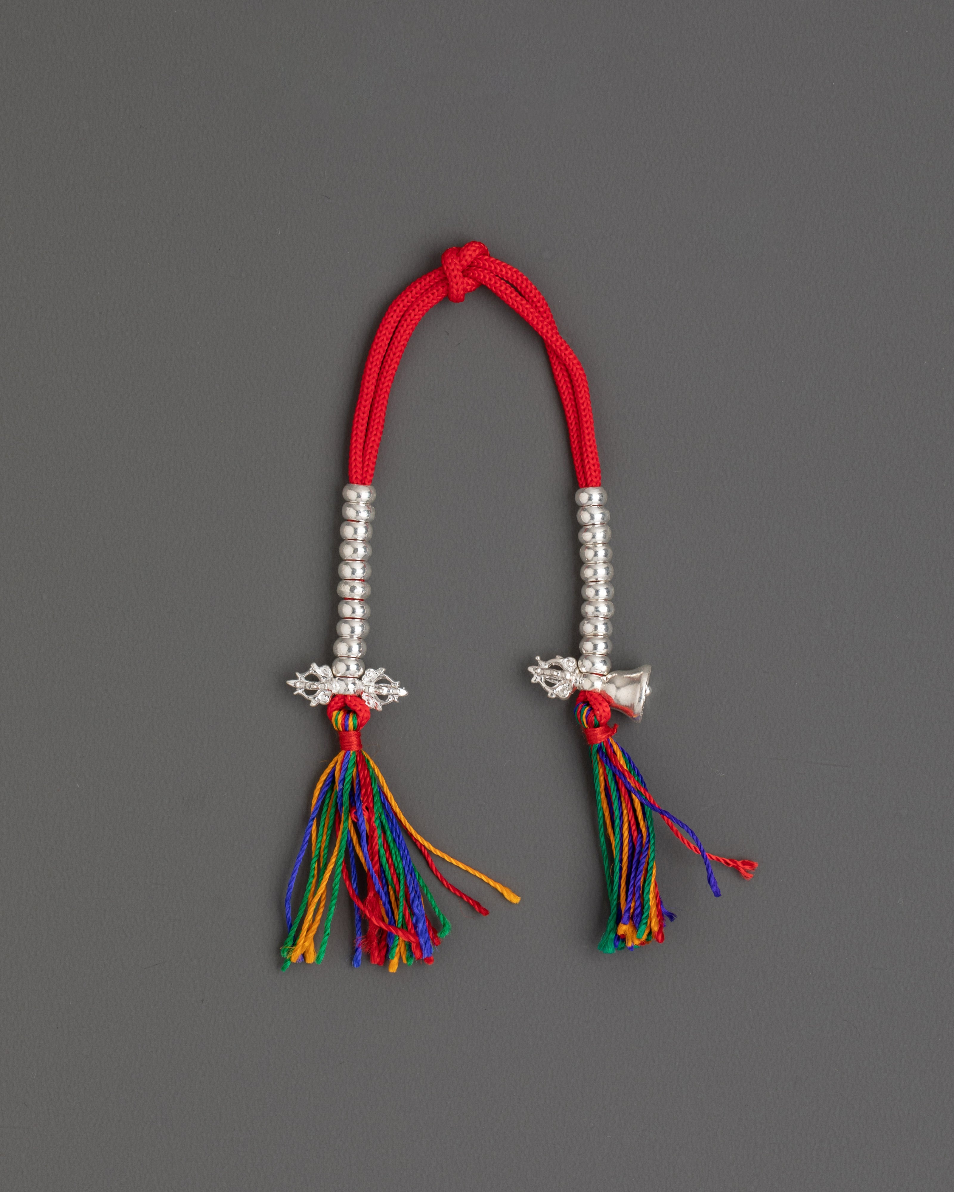 Chupsel Ritual Item | Handcrafted Silver Tassel with Colorful Threads