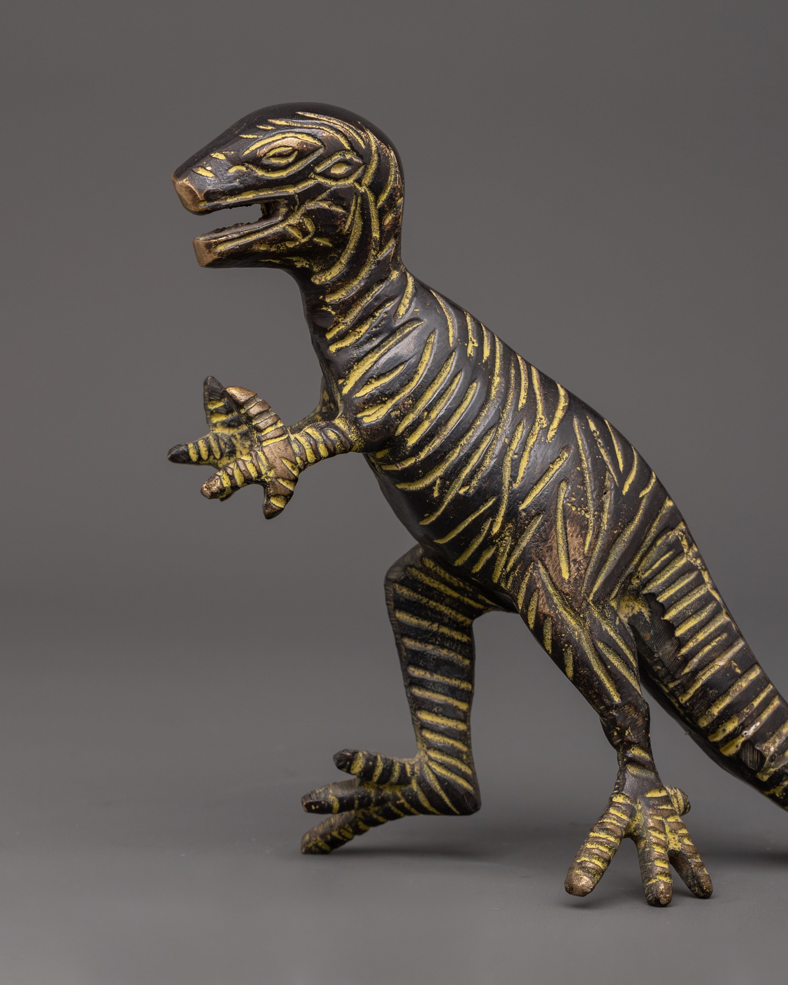 Brass Dinosaur Sculpture for Home Decor | Unique Statue for Kids Room or Office Desk