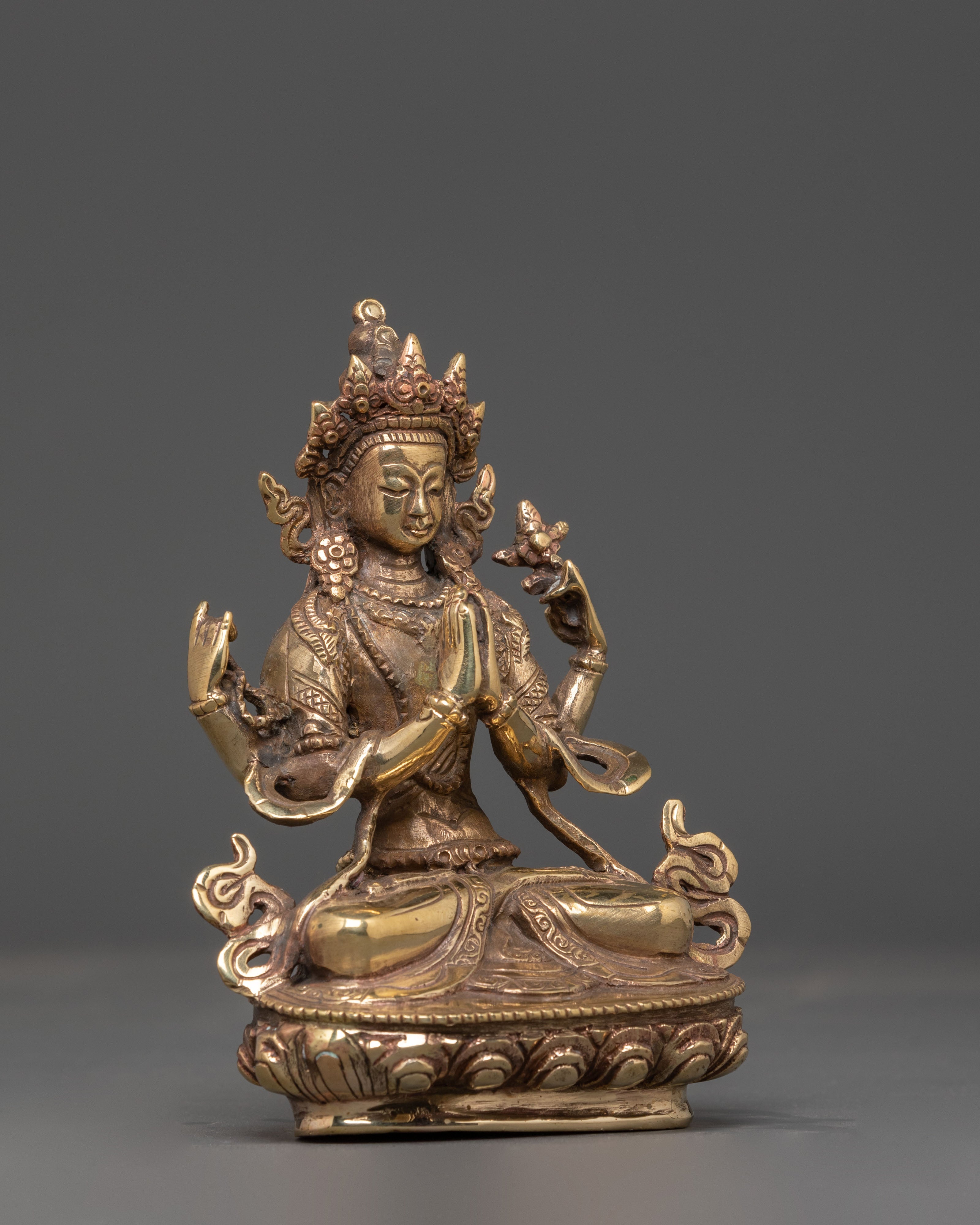 Copper Statue Of Chenrezig | Avalokiteshvara Buddhist Deity