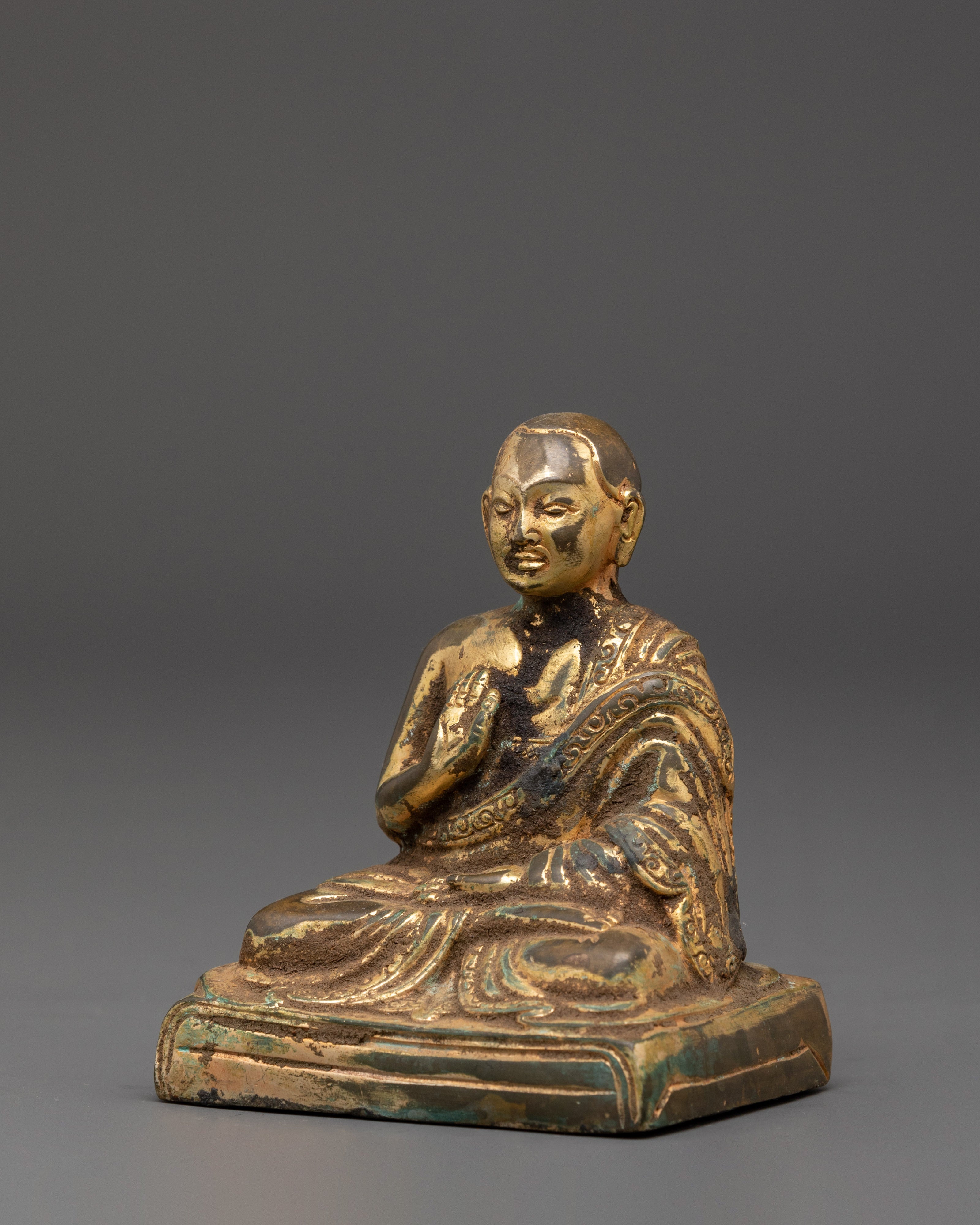 Sacred Buddhist Master Khedrup Je Statue | Tibetan Teacher Sculpture