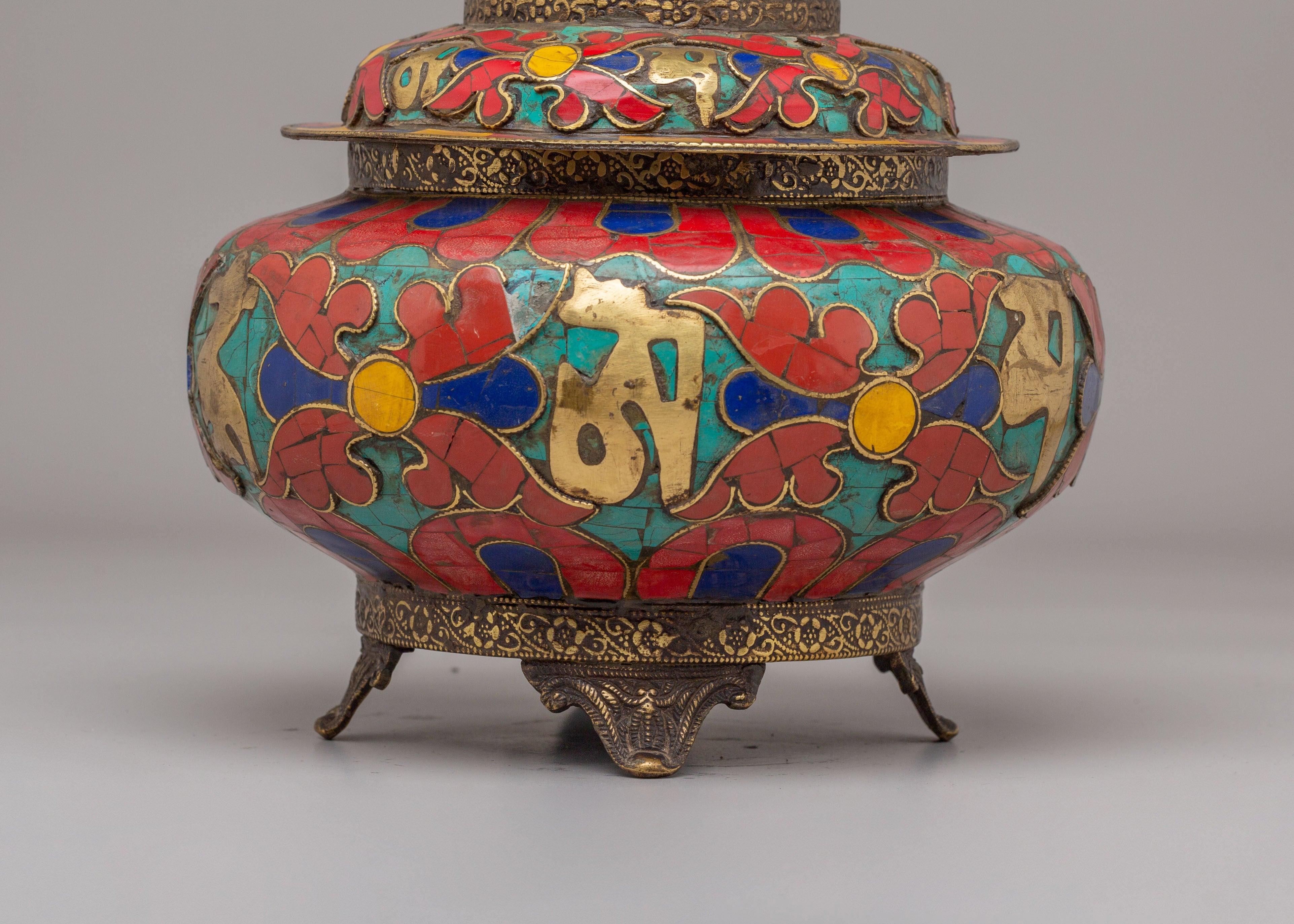 Handmade Sacred Offering Rice Pot | Tibetan Ritual Pot for Spiritual Ceremonies