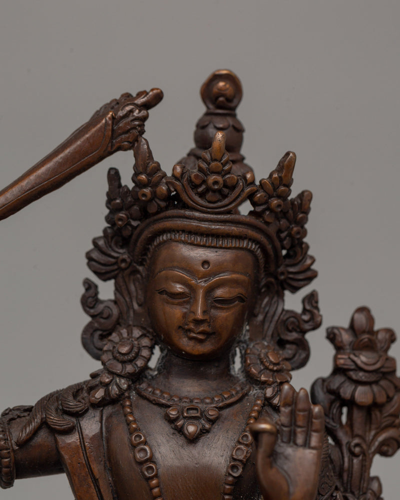 Oxidized Copper Manjushri Statue | Meditation and Spiritual Decor