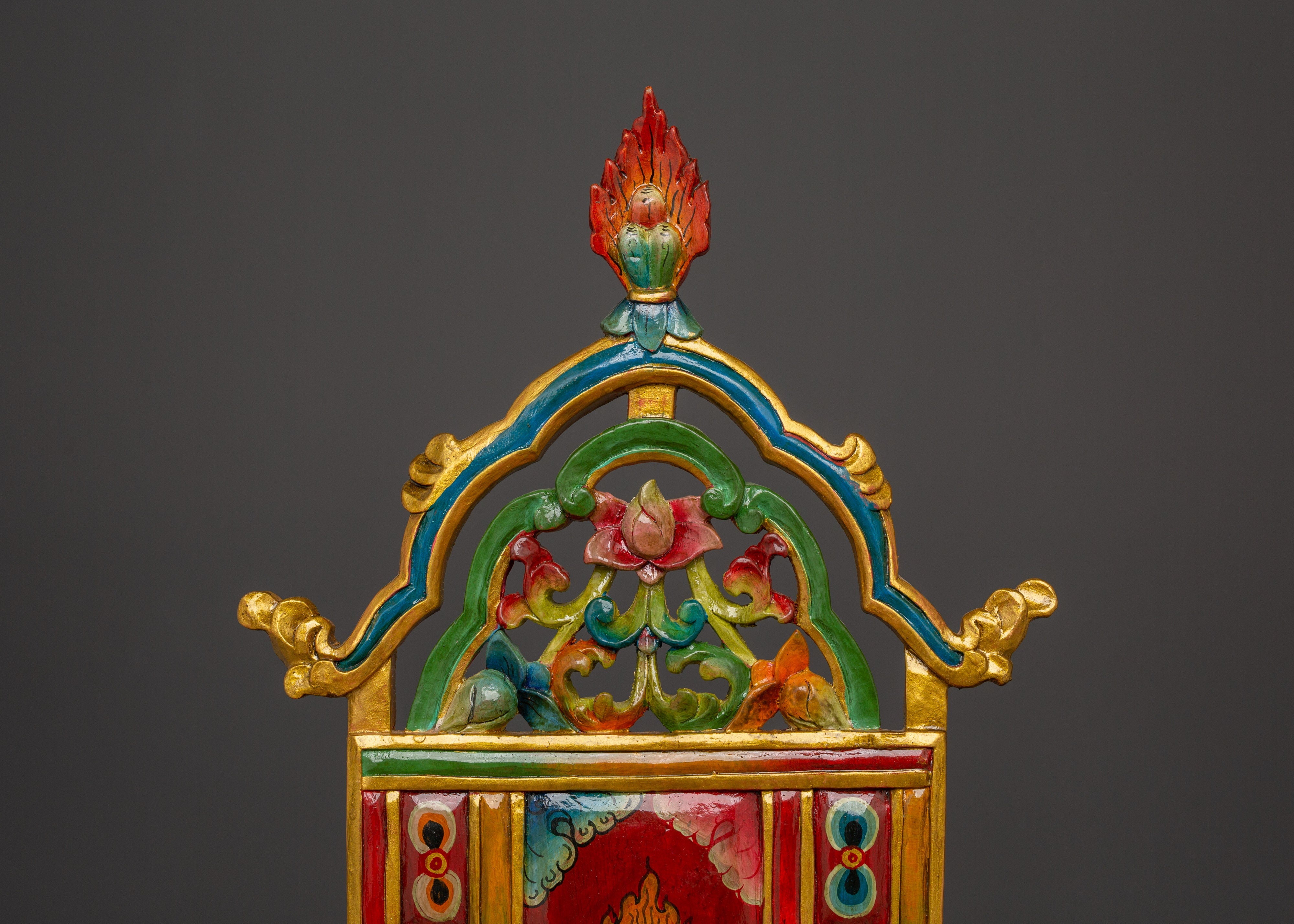 Tibetan Ritual Throne | Handcarved Deity Seat for Buddhist Altar
