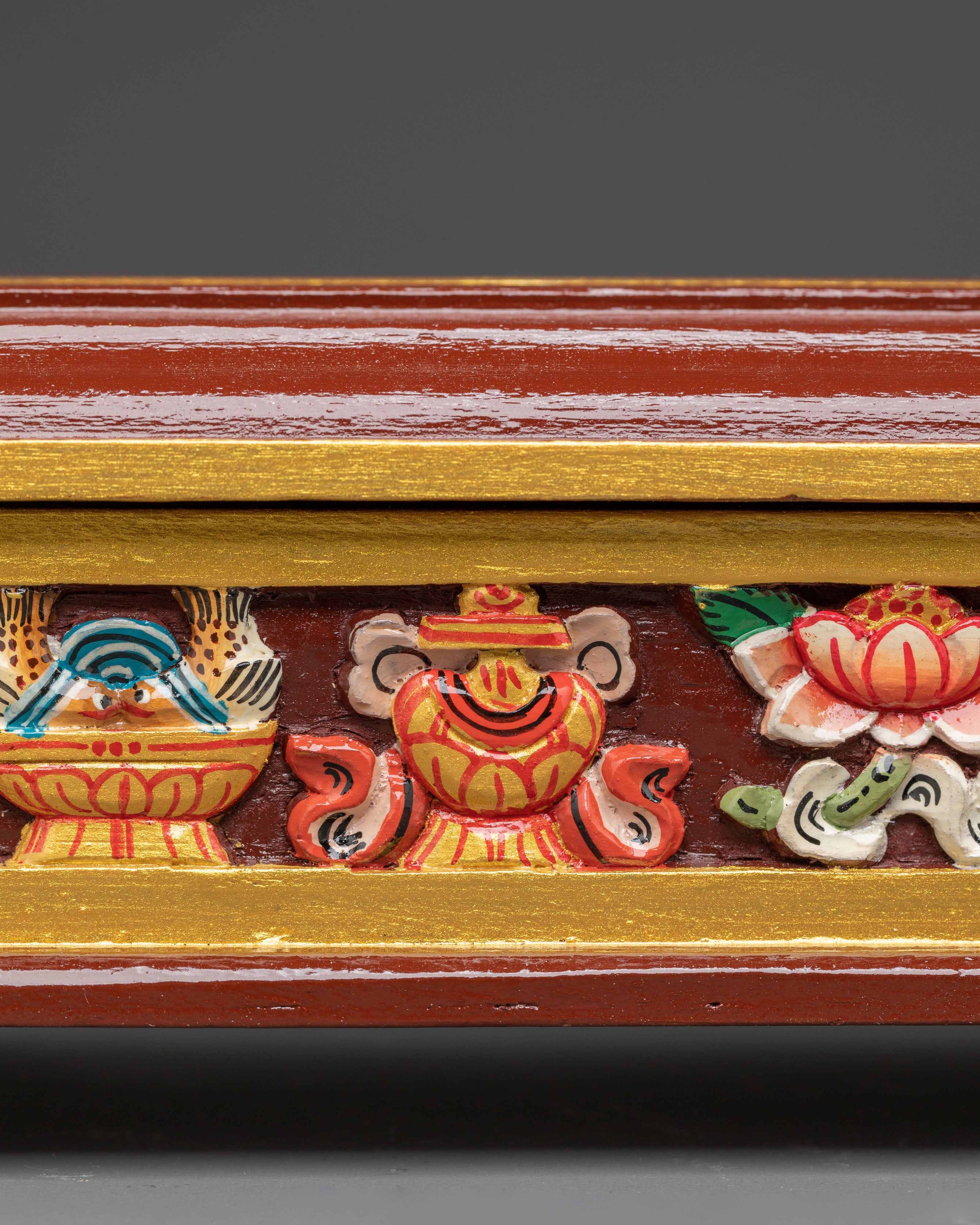 Traditional Wooden Incense Burner with 8 Auspicious Symbols