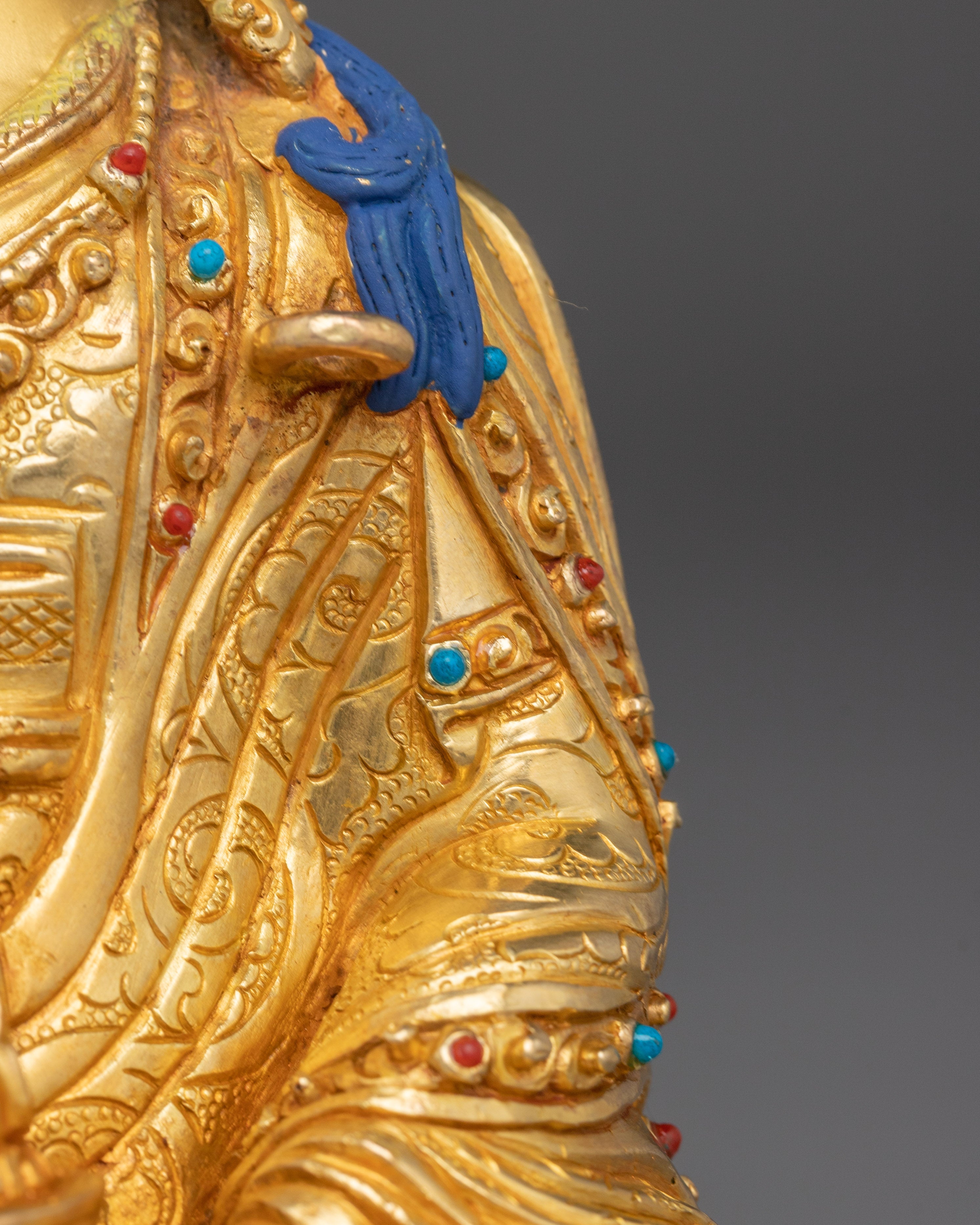 Buddhist Master Padmasambhava Statue | Handcrafted Gold Plated Guru Rinpoche Figure