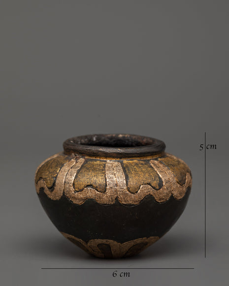 Handcrafted Golpa in Tibetan Style | Iron, Silver, and Brass Inlaid Decorative Piece