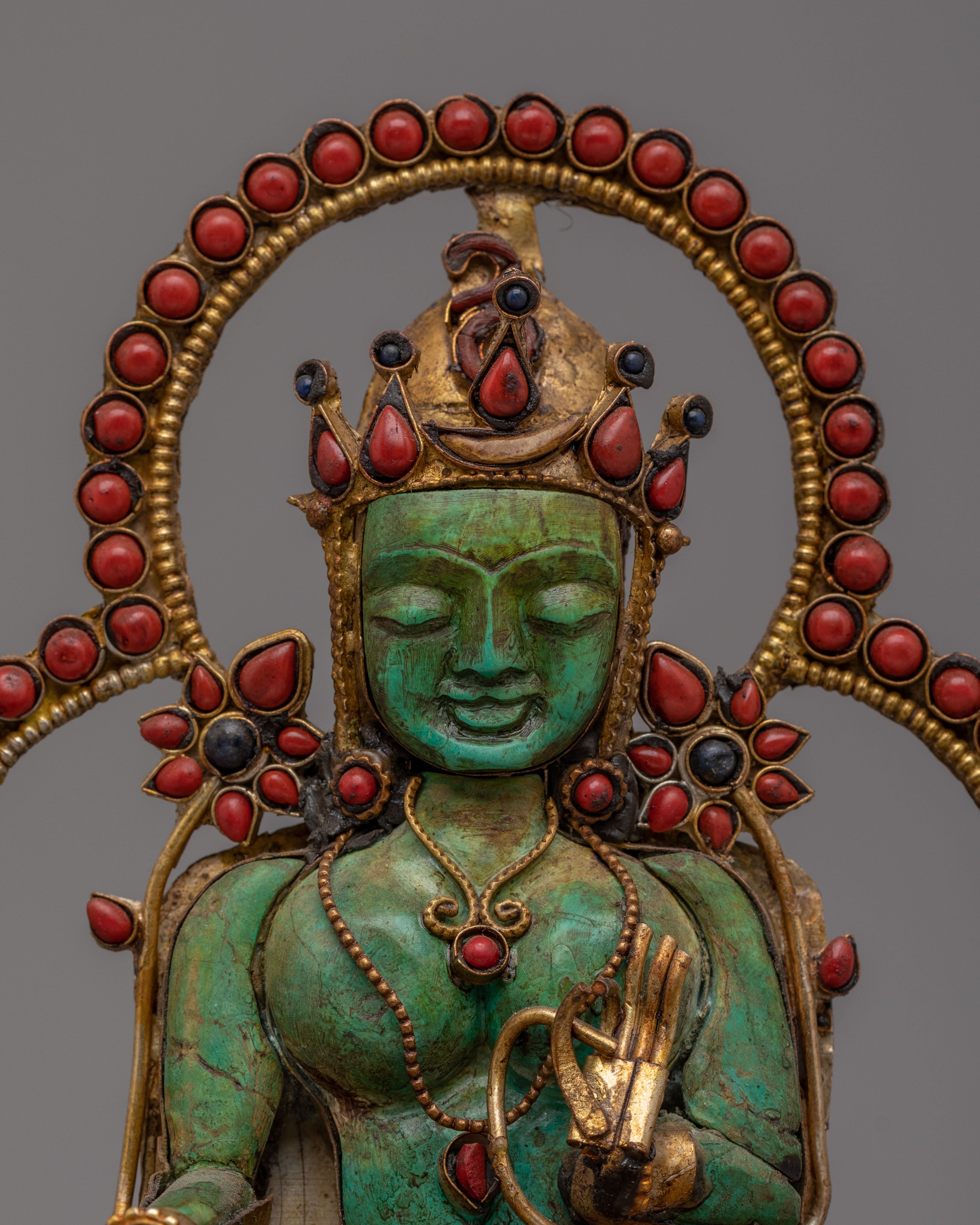 Handcrafted Green Tara Statue for Decor | Tibetan Buddhist Deity