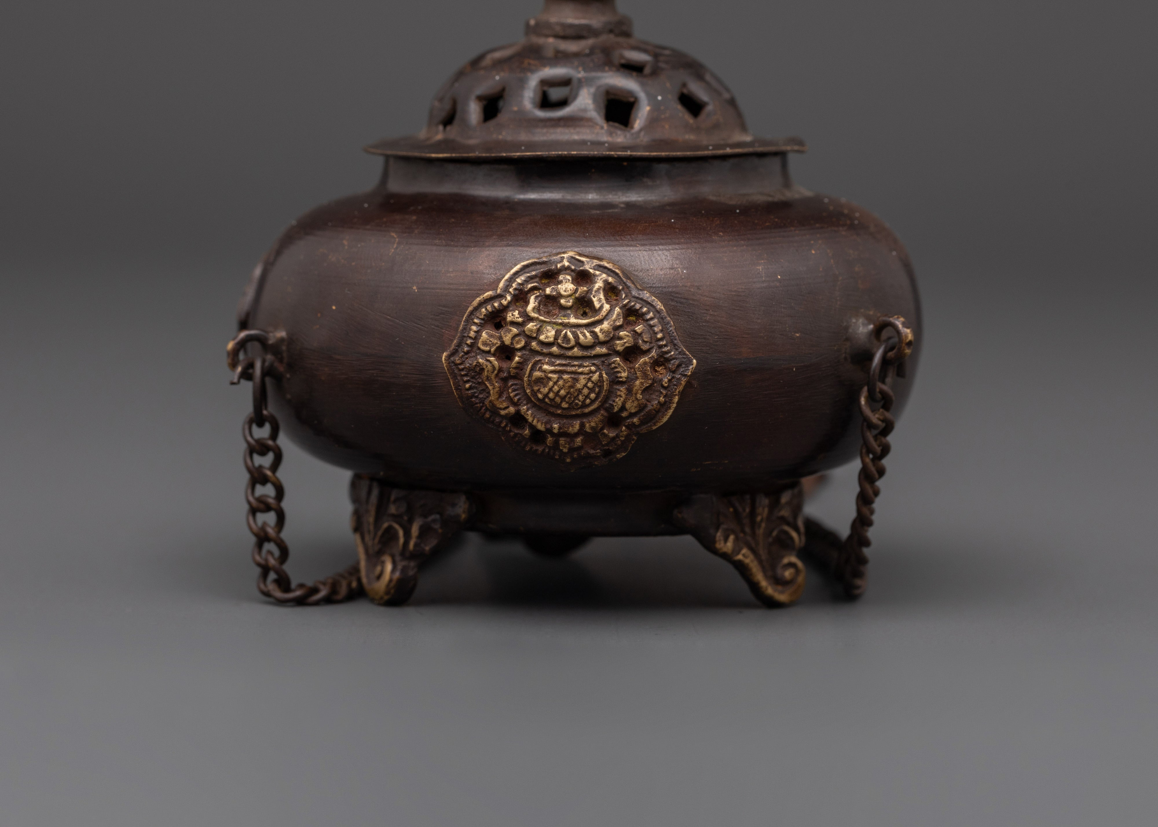 Ceremonial Altar Incense Burner | Handcrafted Oxidized Copper Censer