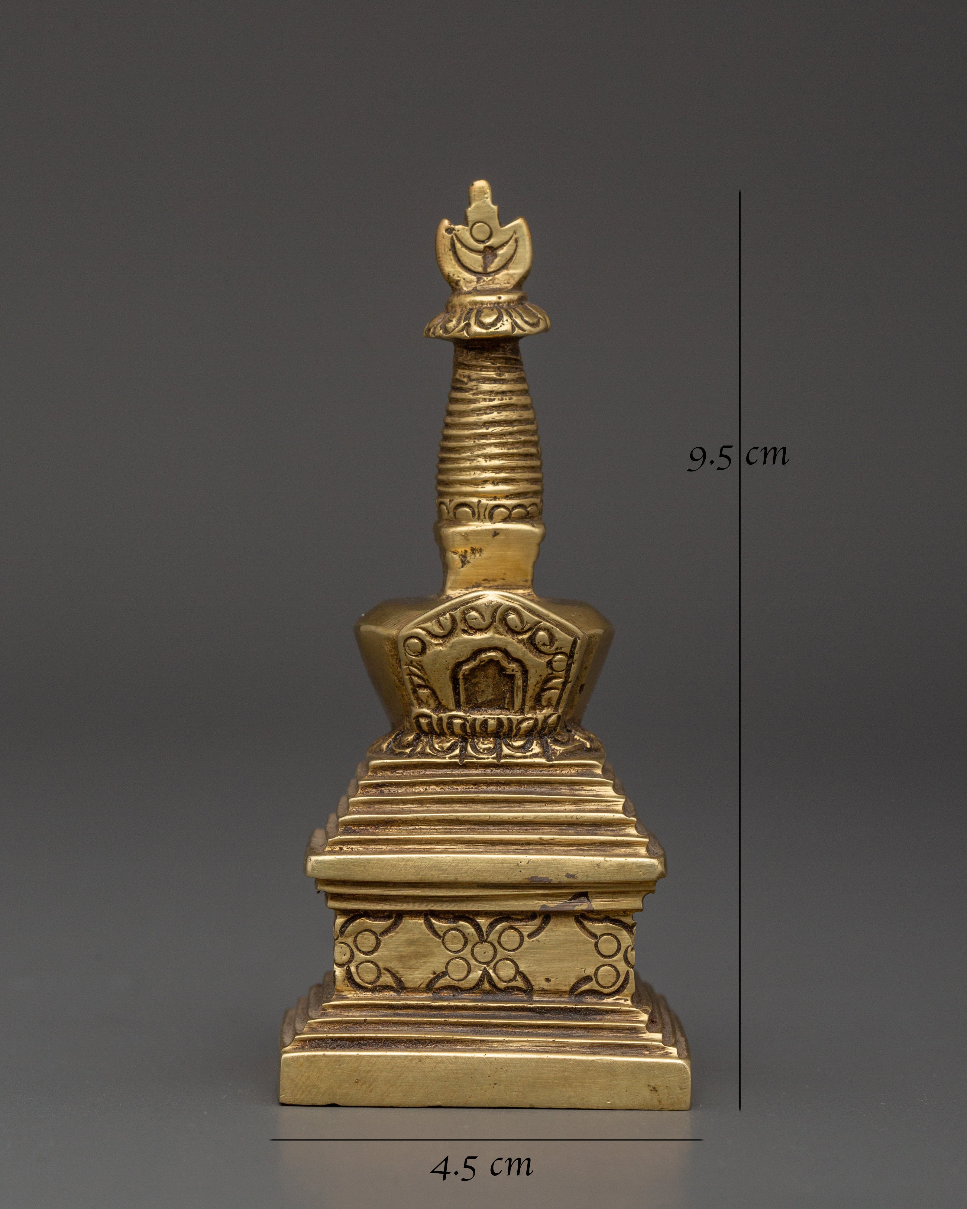 Handcrafted Brass Stupa for Altar | Tibetan Symbol of Wisdom