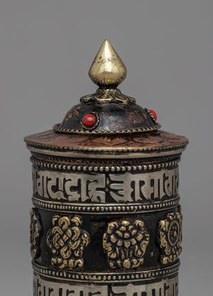 Tibetan Buddhist Prayer Wheel with Copper & Brass Body | Wheel for Meditation & Decor