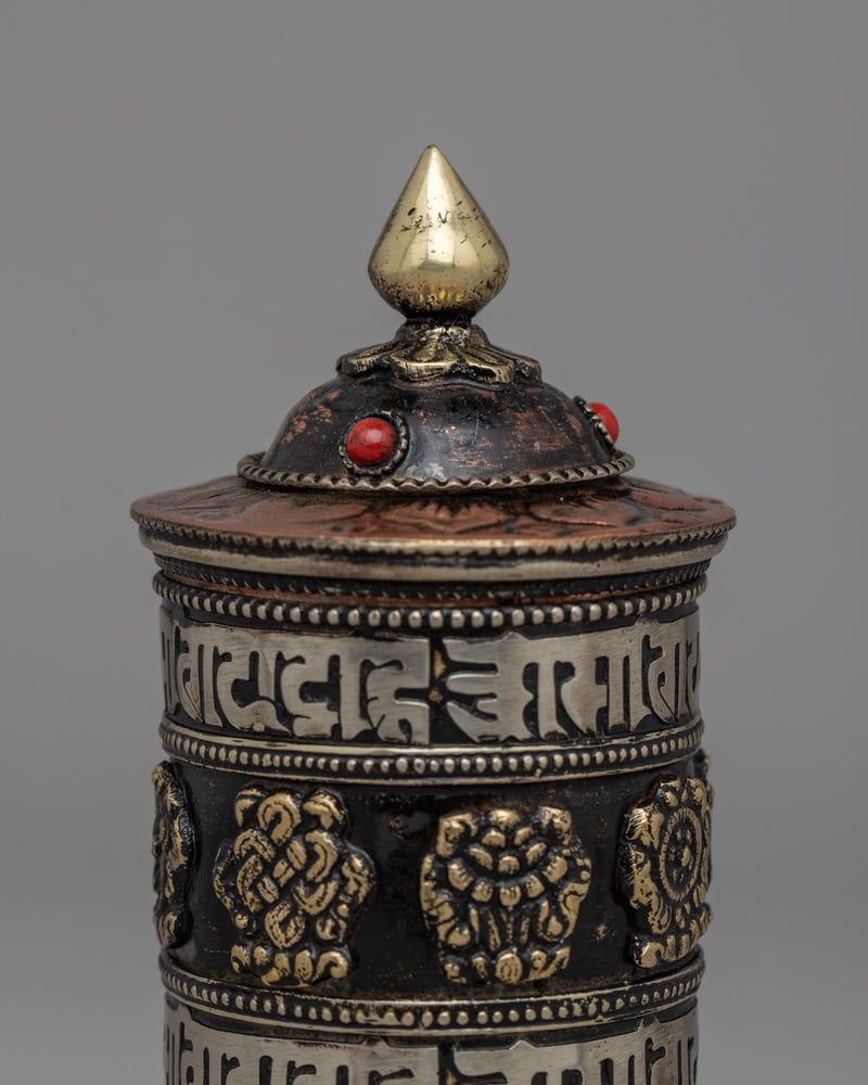 Tibetan Buddhist Prayer Wheel with Copper & Brass Body | Wheel for Meditation & Decor