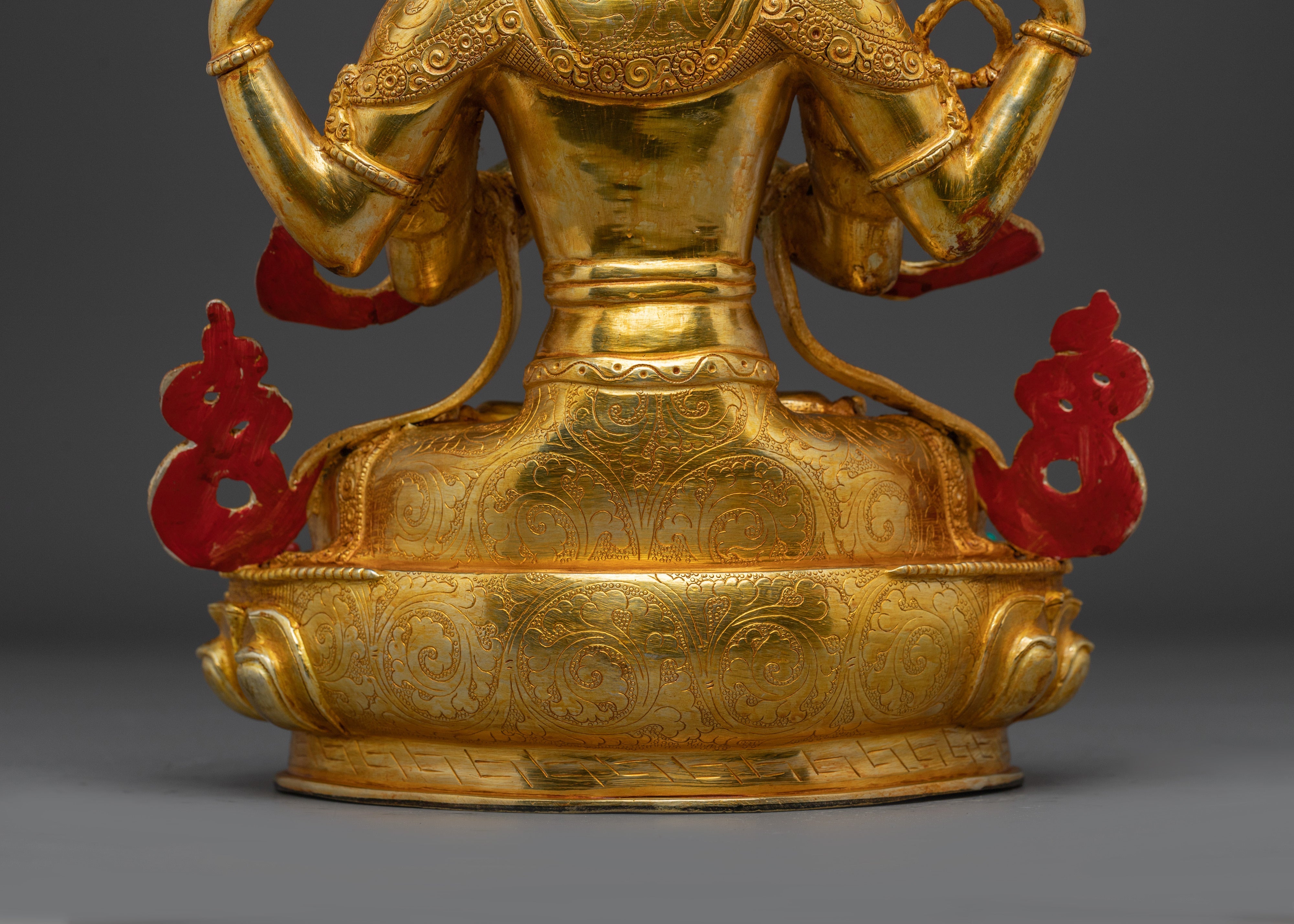 Golden Four Armed Chenrezig Statue | Spiritual Enlightenment