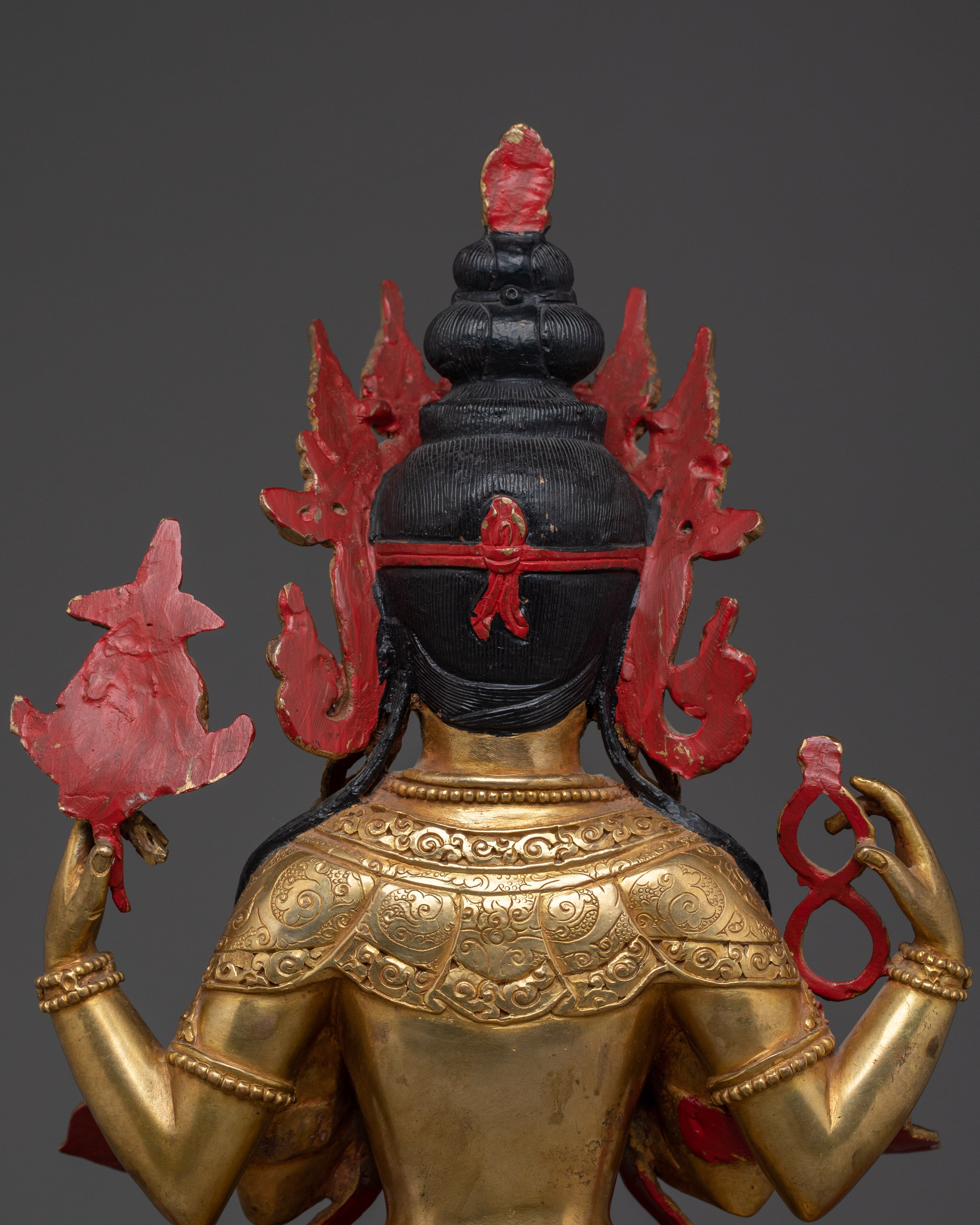 Copper Body Chenrezig Statue | Compassion Bodhisattva for Meditation Altar