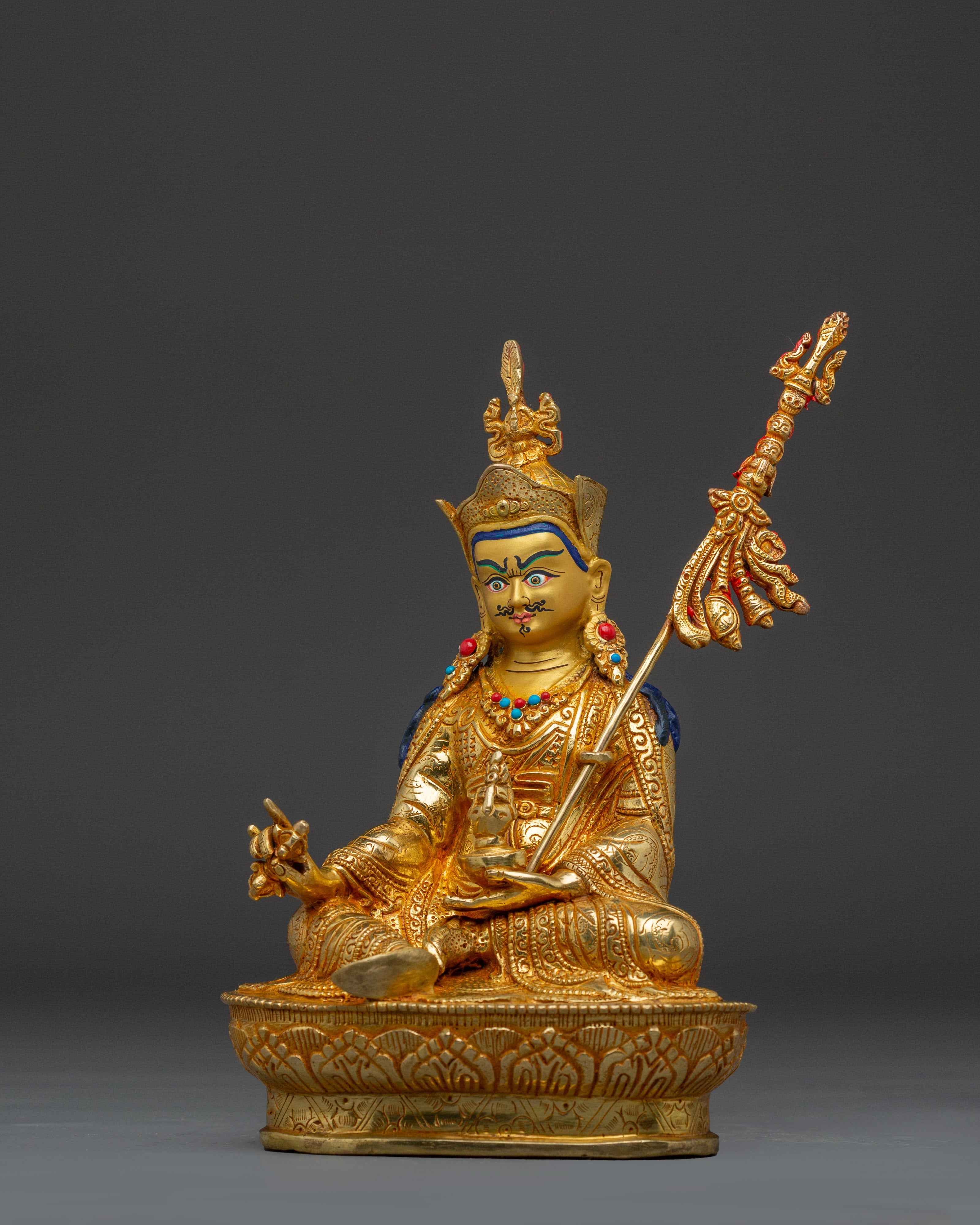 Buddhist Altar Set Amitabha, Chenrezig, and Guru Rinpoche Statues | Spiritual Decor Set