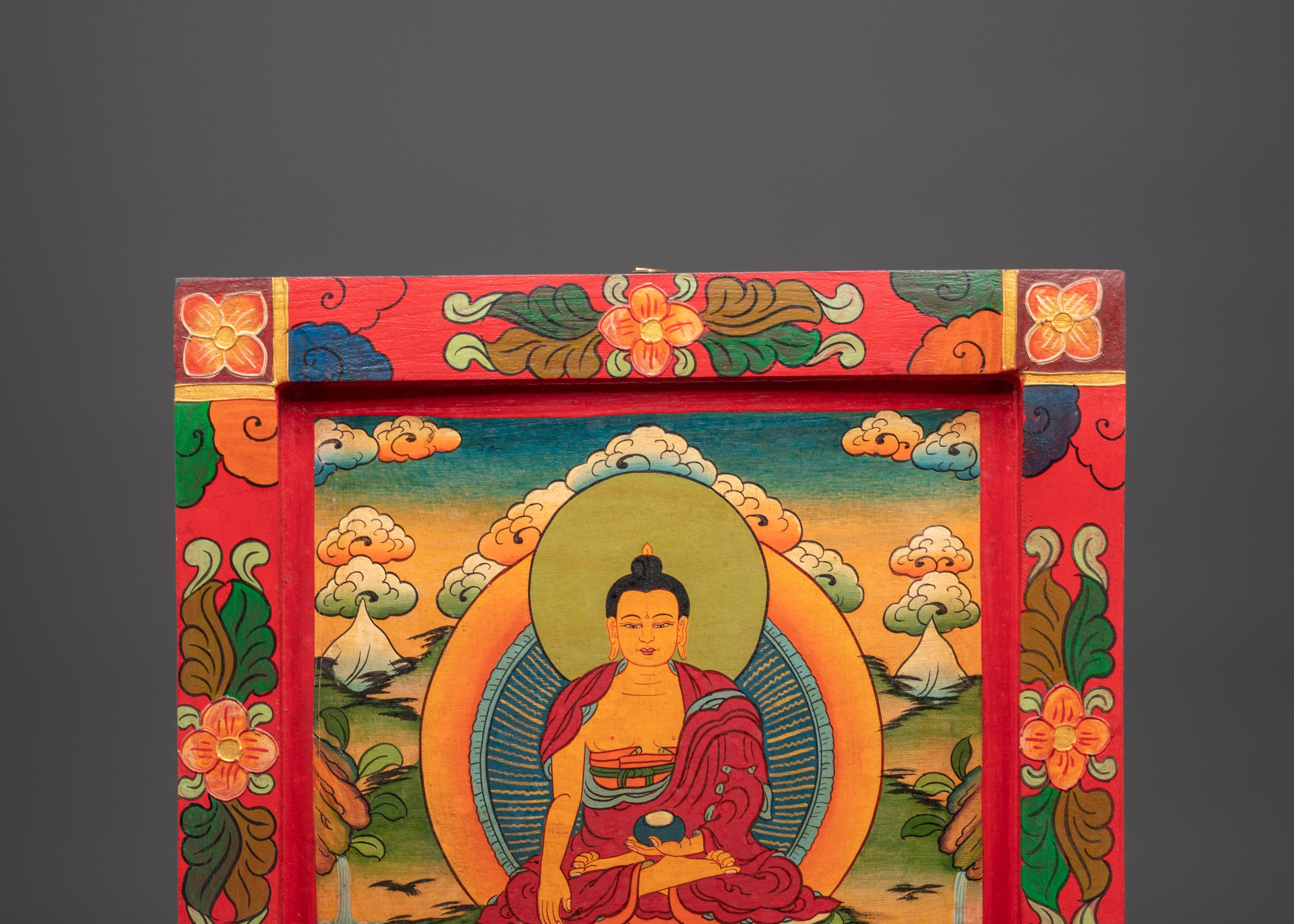 Tibetan Buddha Wooden Wall Hanging | Buddhist Art for Peace