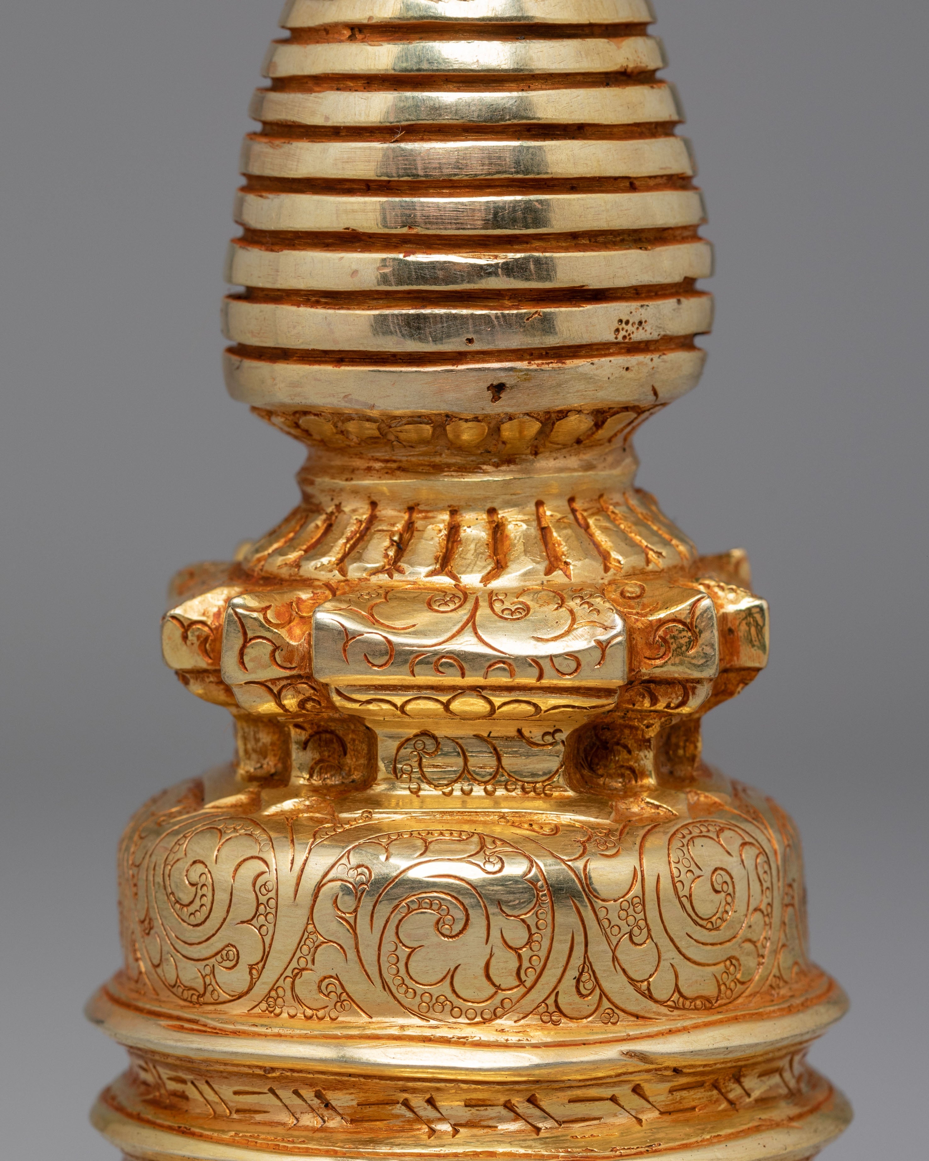 Spiritual Protection Stupa | Gold-Plated Buddhist Statue for Meditation