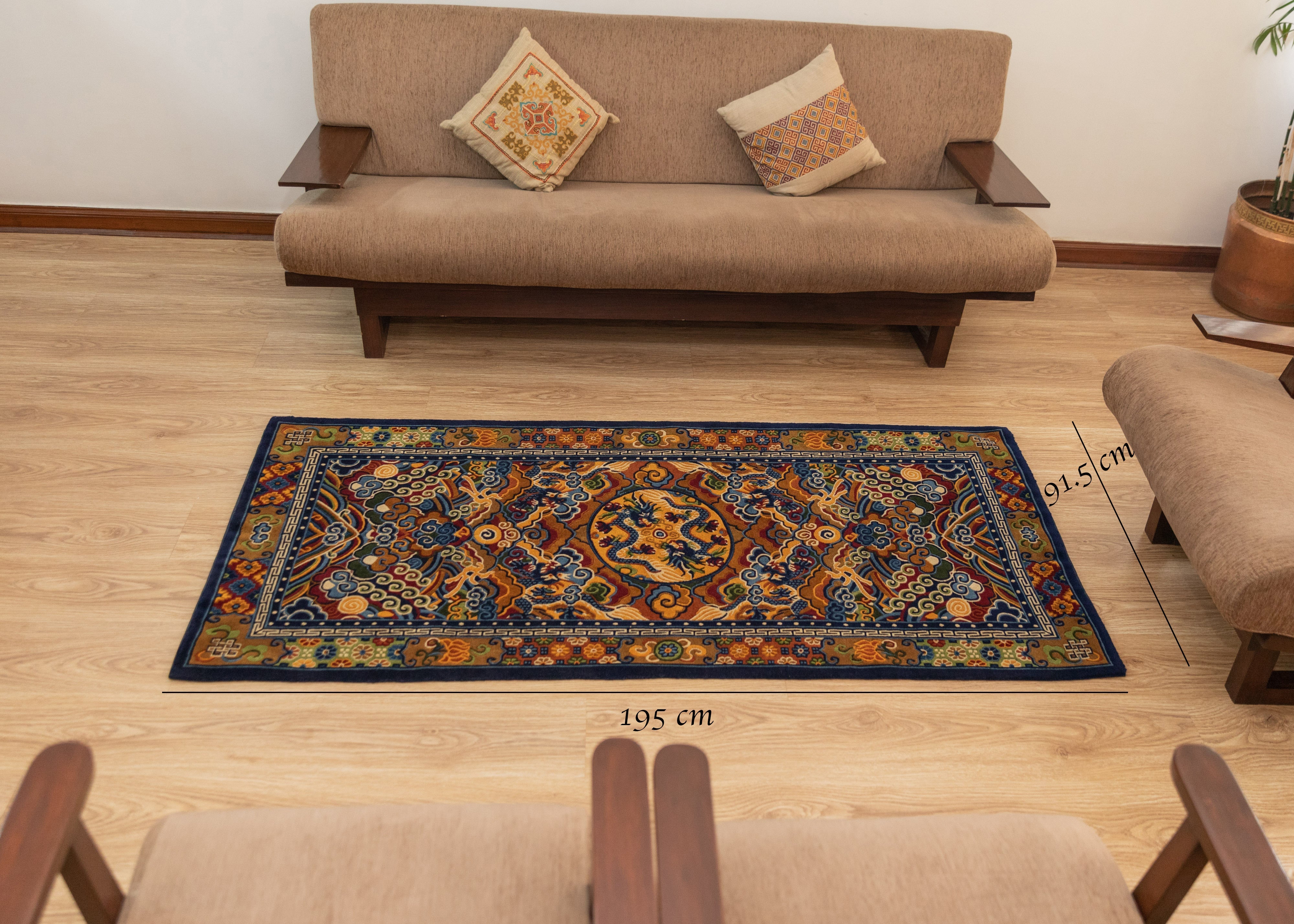 Handcrafted Tibetan Carpet | Traditional Wool Carpet with 200 Knots