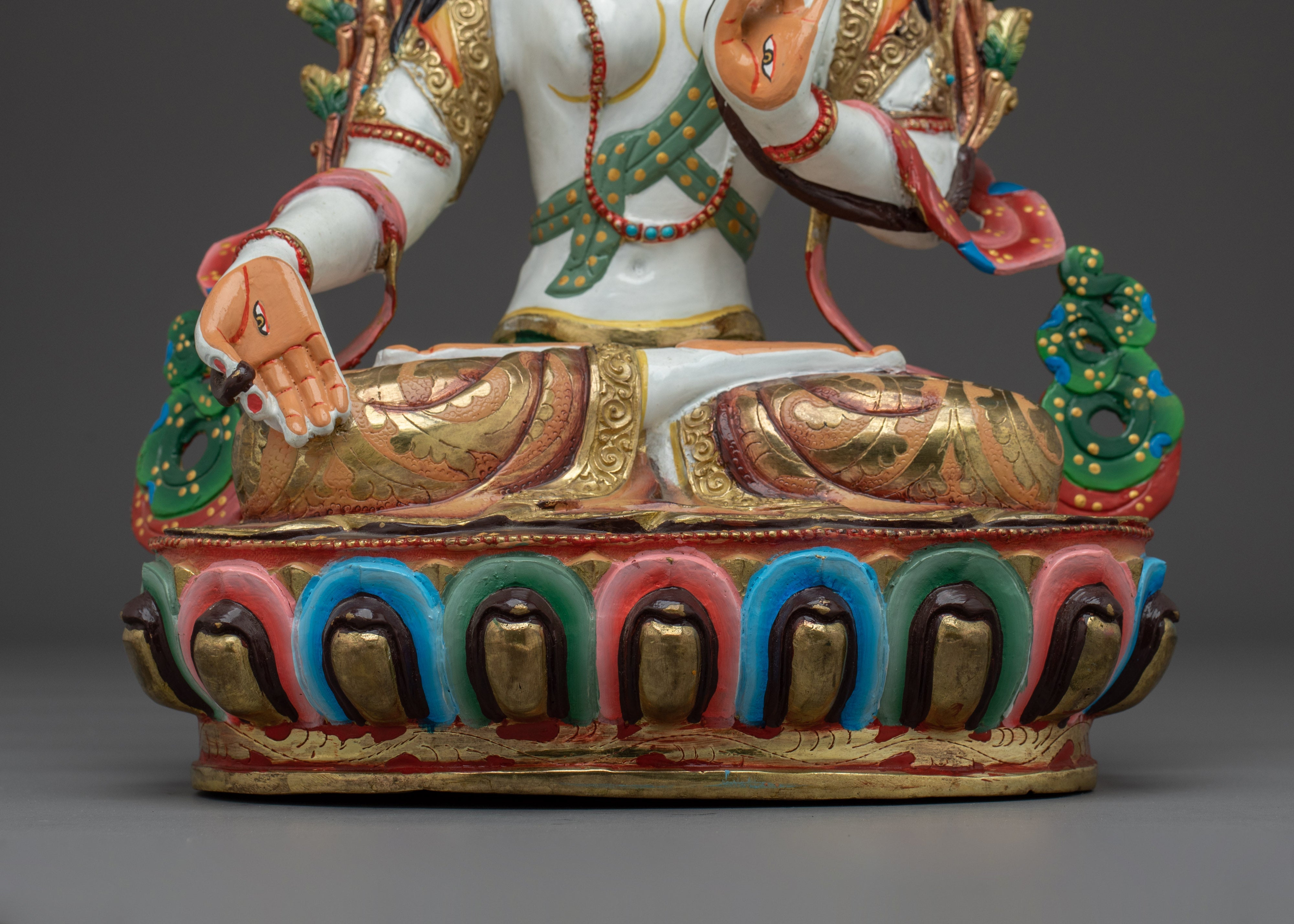 Colorful White Tara Statue | Sita Tara - Tibetan Healing Deity